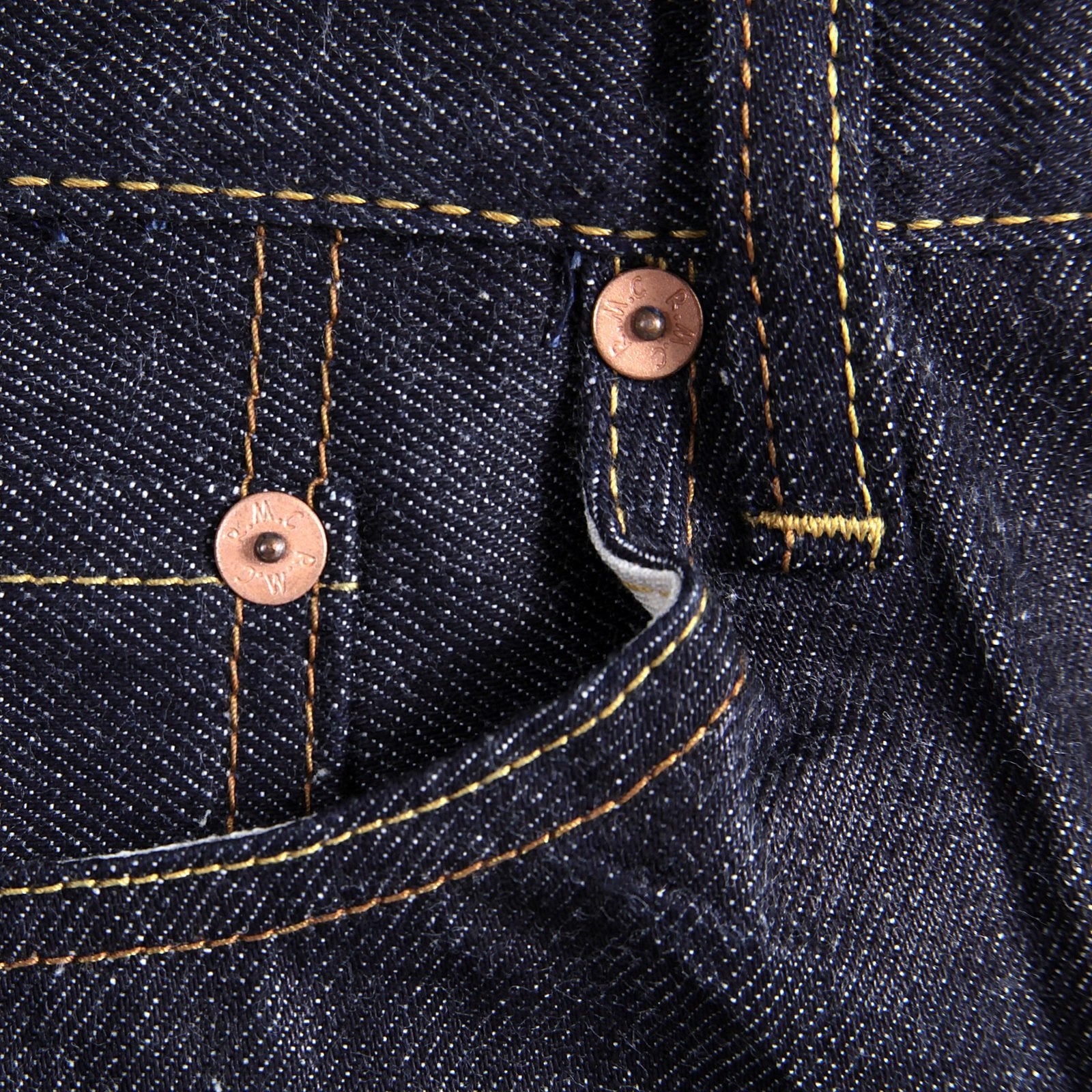 RMC MARTIN KSOHOH 1011 SLIM CUT INDIGO RAW SELVEDGE DENIM JEANS WITH LARGE TSUNAMI WAVES EMBROIDERY RMC3745