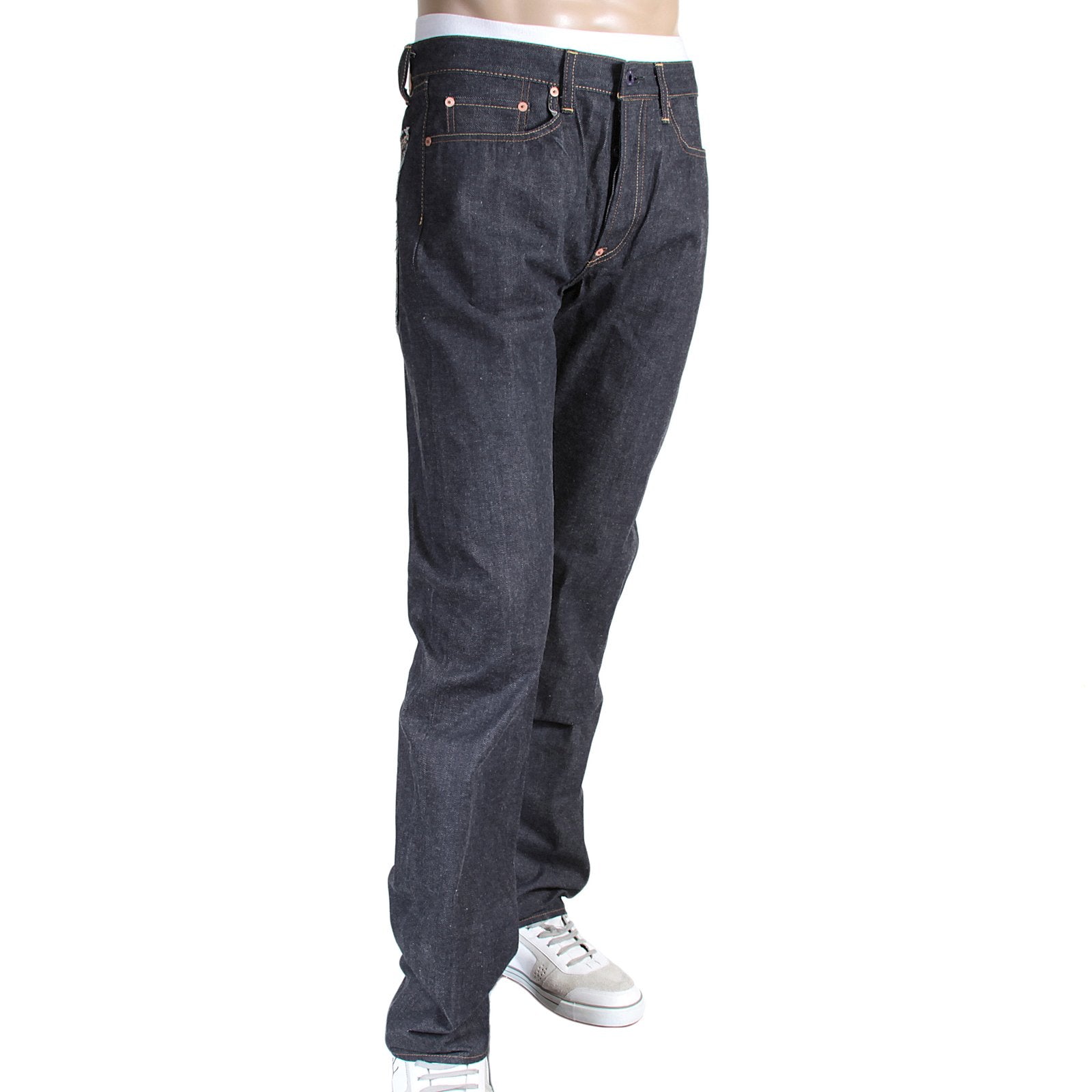 RMC MARTIN KSOHOH 1011 SLIM CUT INDIGO RAW SELVEDGE DENIM JEANS WITH LARGE TSUNAMI WAVES EMBROIDERY RMC3745