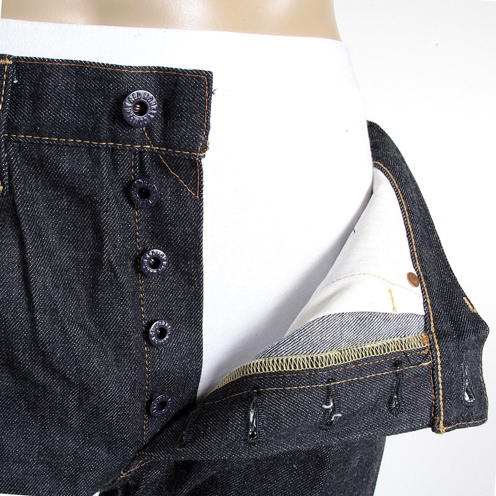 RMC MARTIN KSOHOH 1011 SLIM CUT INDIGO RAW SELVEDGE DENIM JEANS WITH LARGE TSUNAMI WAVES EMBROIDERY RMC3745