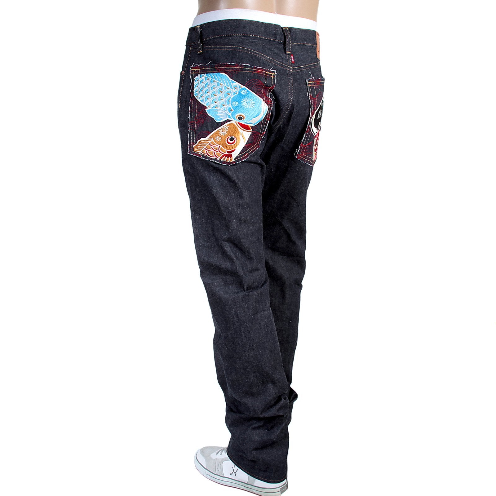RMC MARTIN KSOHOH EMBROIDERED CARP 1011 SLIM CUT SELVEDGE DENIM JEANS FOR MEN RMC3746