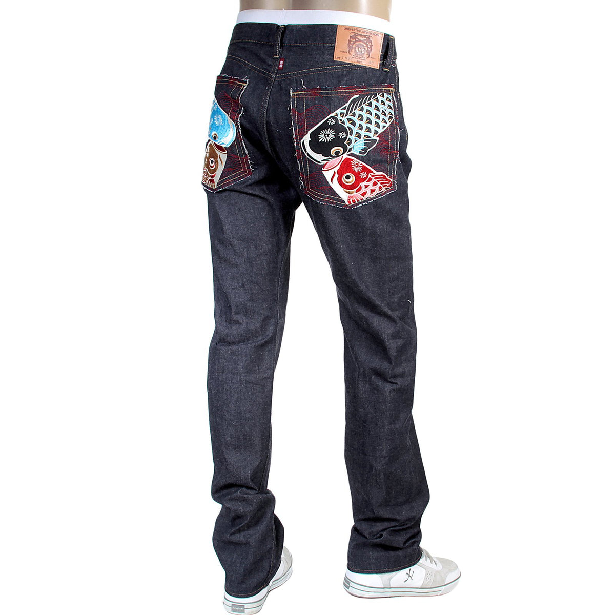 RMC MARTIN KSOHOH EMBROIDERED CARP 1011 SLIM CUT SELVEDGE DENIM JEANS FOR MEN RMC3746
