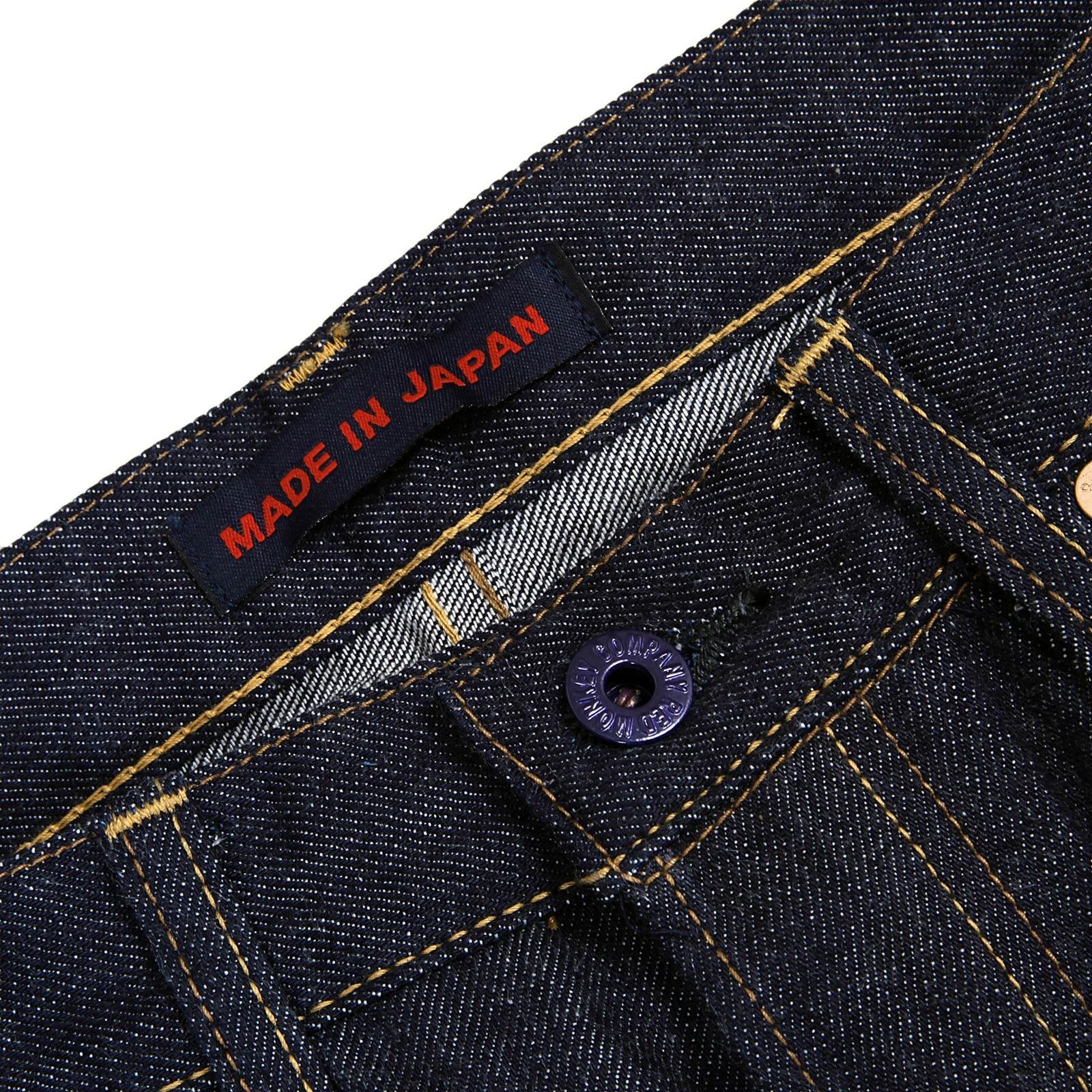 RMC JEANS 1001 MODEL MENS JAPANESE INDIGO RAW SELVEDGE DENIM JEANS WITH RED LUCKY HORSE EMBROIDERY RMC3748
