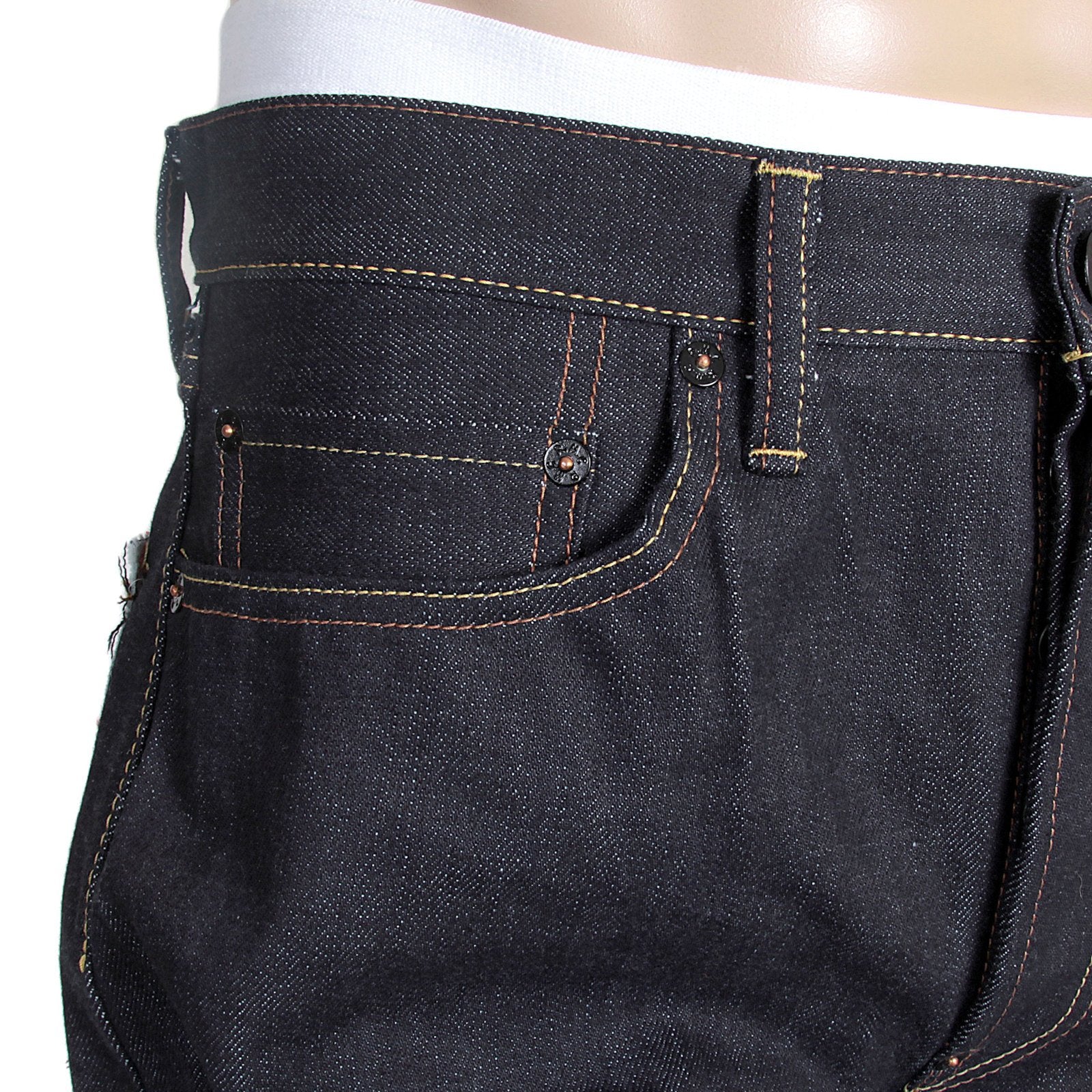 RMC MARTIN KSOHOH RQP14019 1011 SLIM CUT INDIGO RAW DENIM JEANS WITH LUCKY CAT MANEKI NEKO EMBROIDERY RMC4115