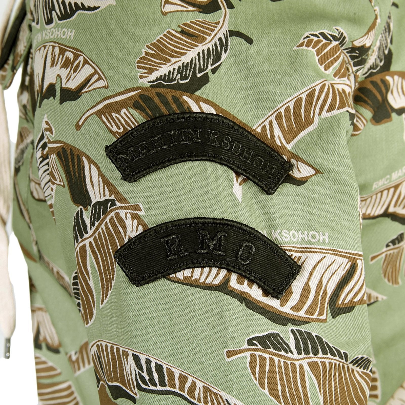 RMC JEANS MENS RQJ14001 HOODED REGULAR FIT COTTON GREEN LEAF CAMO FIELD JACKET REDM4132