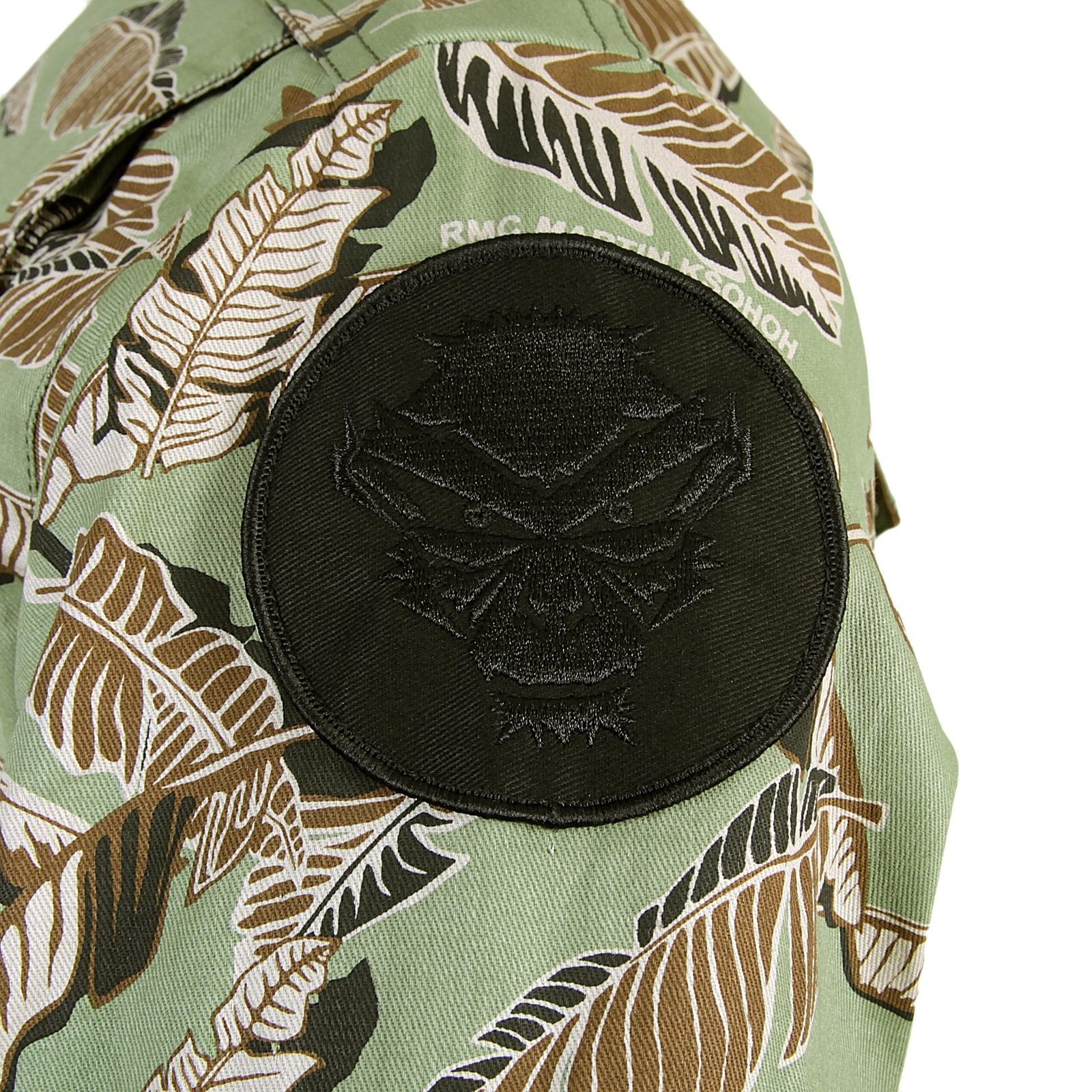 RMC MARTIN KSOHOH COTTON REGULAR FIT GREEN LEAF PATTERN RQZ14008 ZIP FRONT BIKER JACKET REDM4130