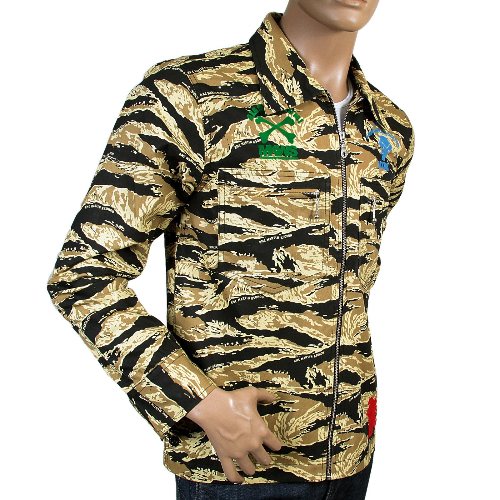 RMC MKWS PRINTED LOGO REGULAR FIT COTTON RQZ13097 SAND CAMO FRONT ZIPPED JACKET REDM4134