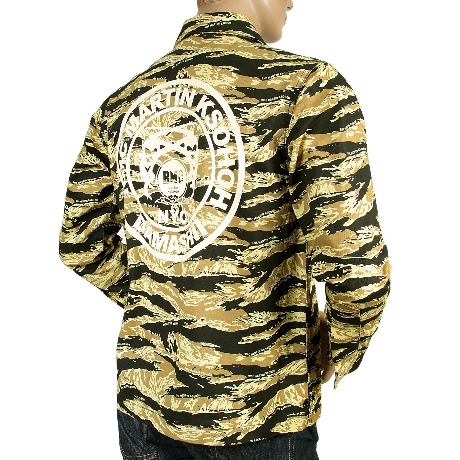 RMC MKWS PRINTED LOGO REGULAR FIT COTTON RQZ13097 SAND CAMO FRONT ZIPPED JACKET REDM4134