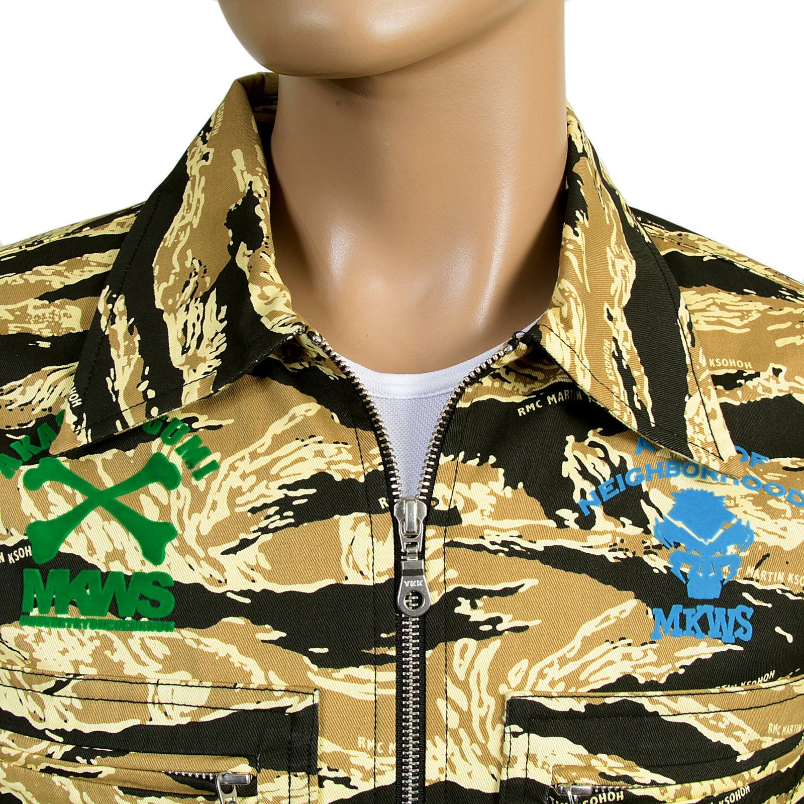 RMC MKWS PRINTED LOGO REGULAR FIT COTTON RQZ13097 SAND CAMO FRONT ZIPPED JACKET REDM4134