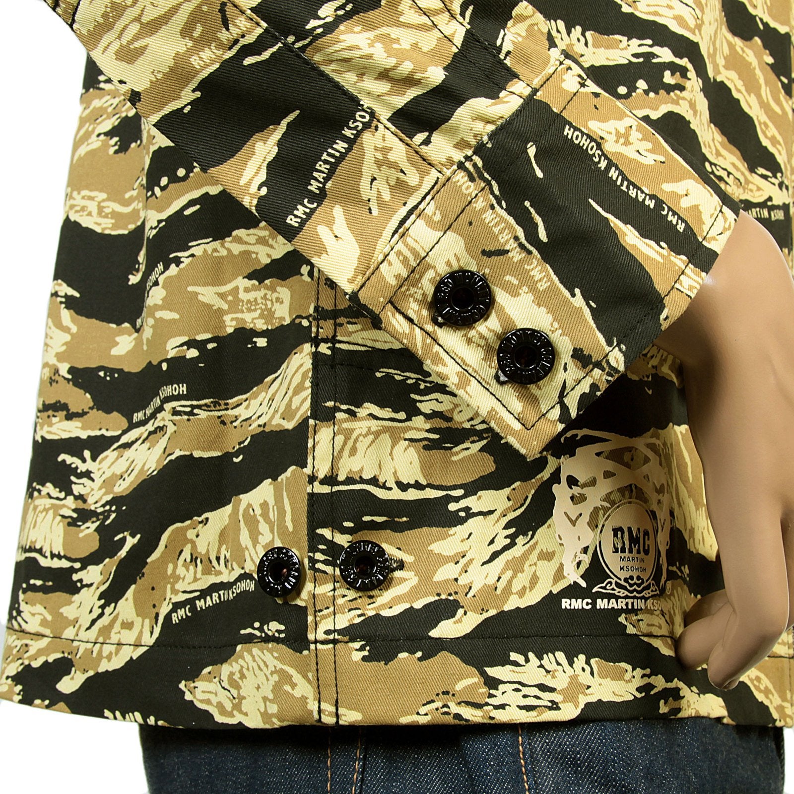 RMC MKWS PRINTED LOGO REGULAR FIT COTTON RQZ13097 SAND CAMO FRONT ZIPPED JACKET REDM4134