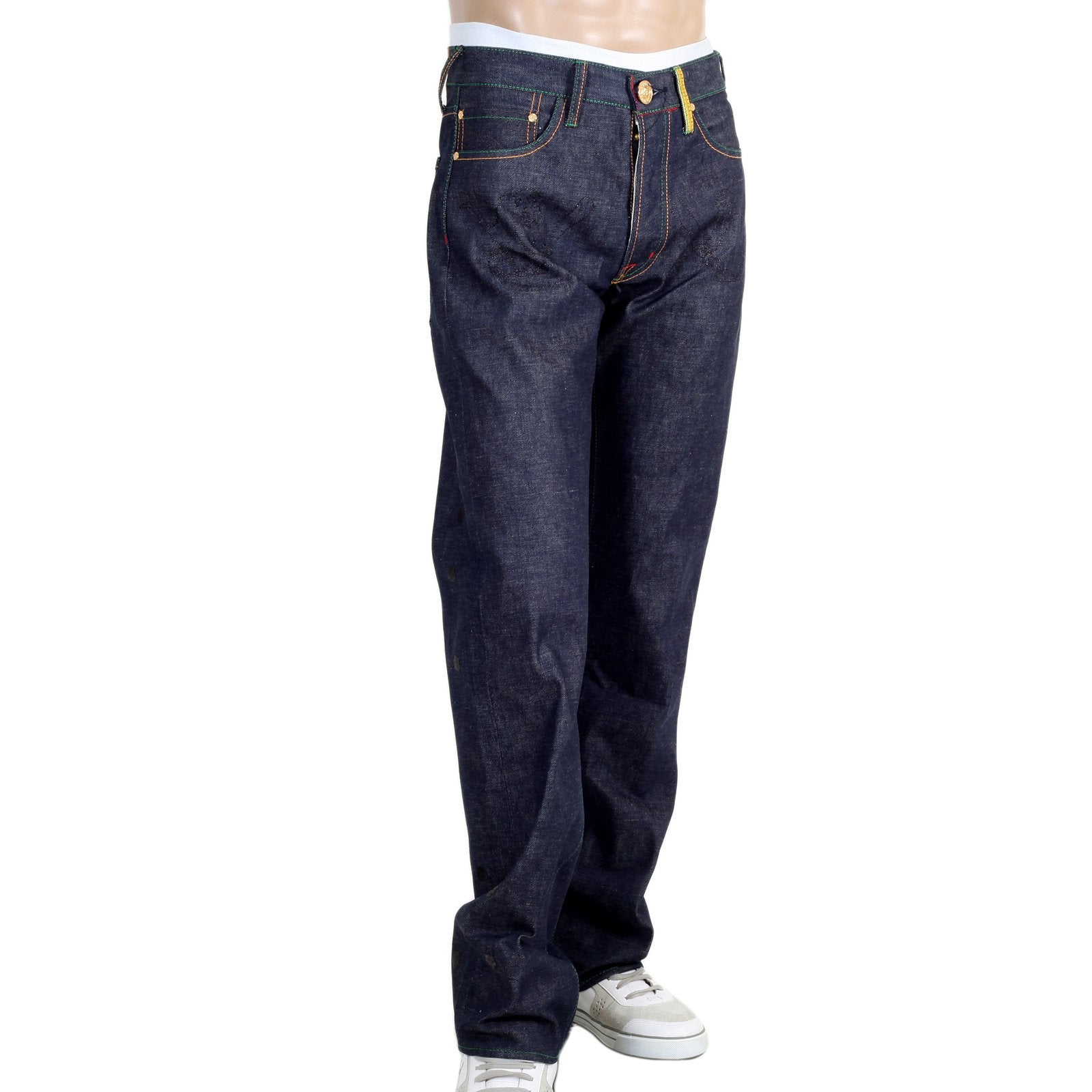 YOROPIKO MARTIN YAT MING SANTASTIC EMBROIDERED BLACK SAKURA LIMITED EDITION ORIGINAL SARU DESIGN SELVEDGE DENIM JEANS YO