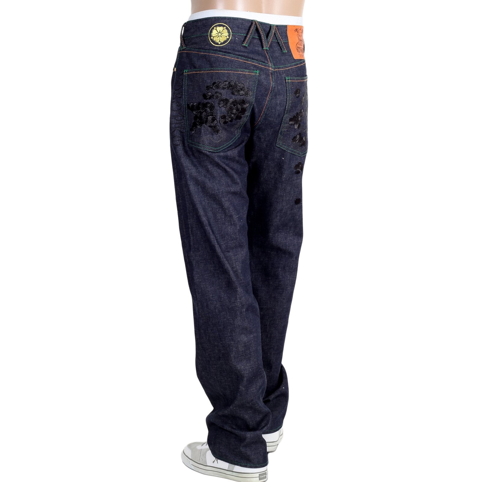 YOROPIKO MARTIN YAT MING SANTASTIC EMBROIDERED BLACK SAKURA LIMITED EDITION ORIGINAL SARU DESIGN SELVEDGE DENIM JEANS YO