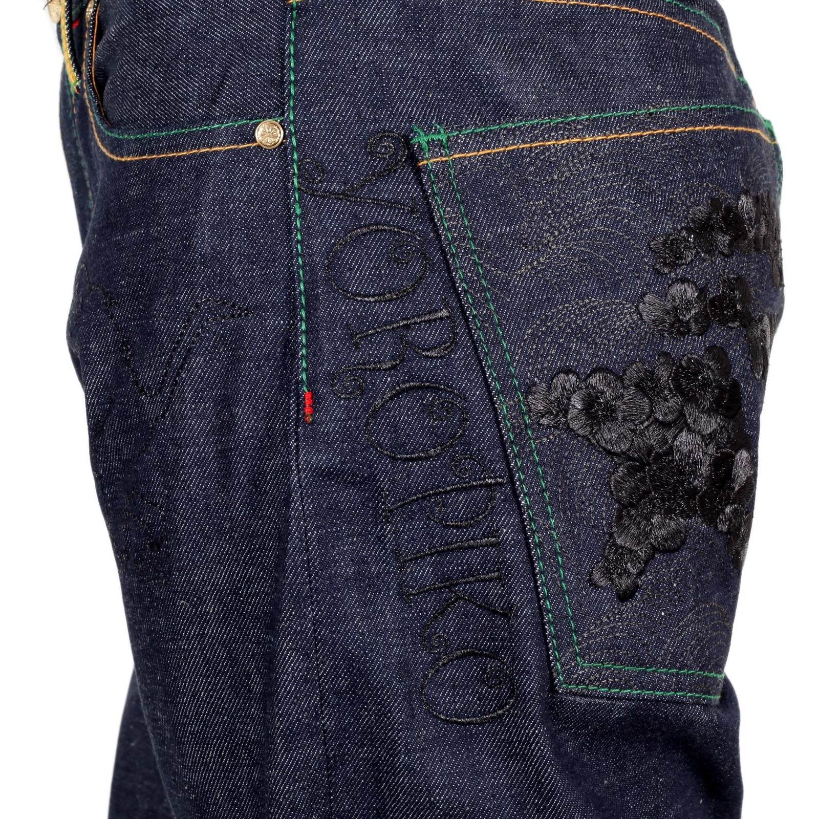 YOROPIKO MARTIN YAT MING SANTASTIC EMBROIDERED BLACK SAKURA LIMITED EDITION ORIGINAL SARU DESIGN SELVEDGE DENIM JEANS YO
