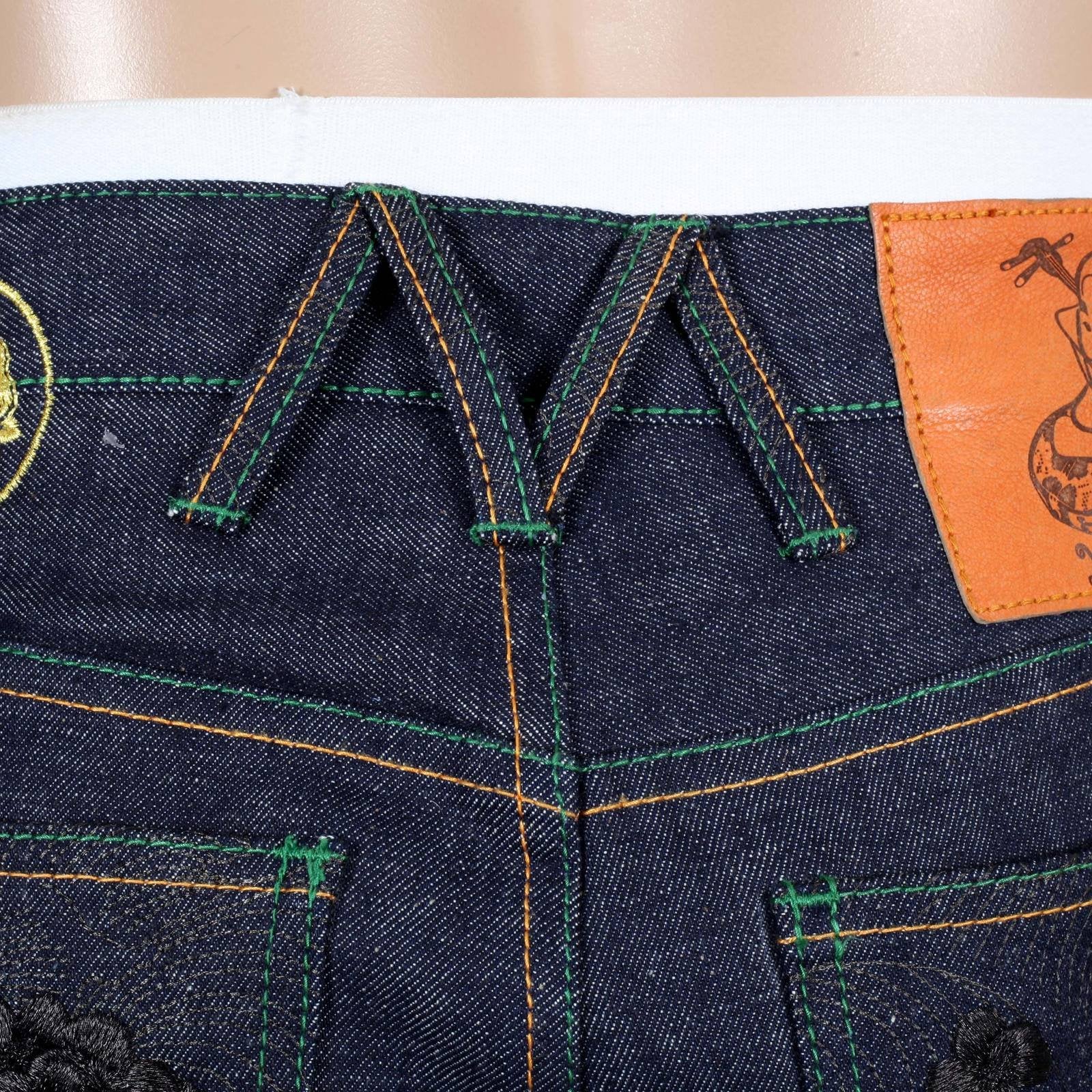 YOROPIKO MARTIN YAT MING SANTASTIC EMBROIDERED BLACK SAKURA LIMITED EDITION ORIGINAL SARU DESIGN SELVEDGE DENIM JEANS YO