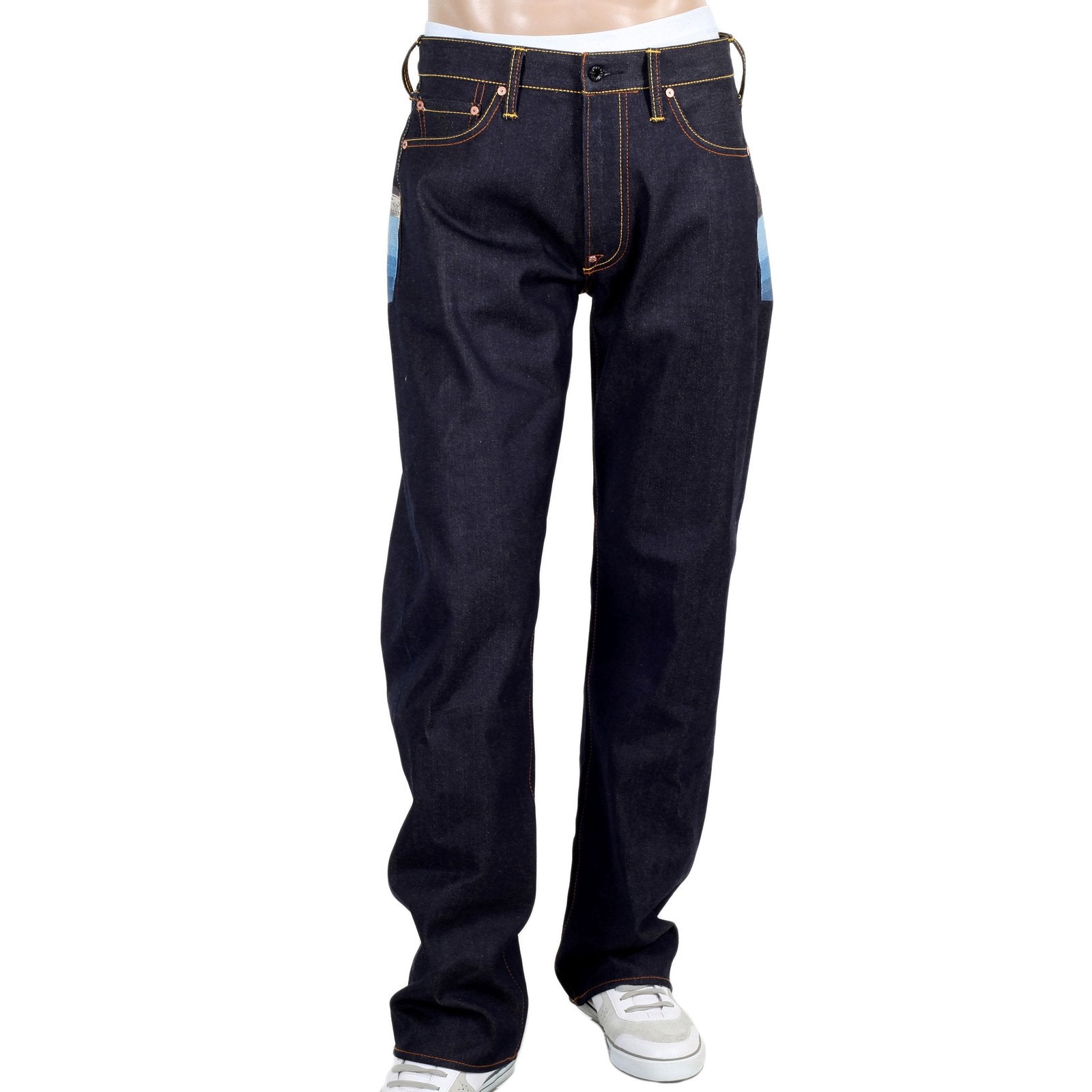RMC JEANS DARK INDIGO GENUINE SUPER EXCLUSIVE TOYO STORY THE SEA EMBROIDERED VINTAGE RAW SELVEDGE JEANS REDM9079