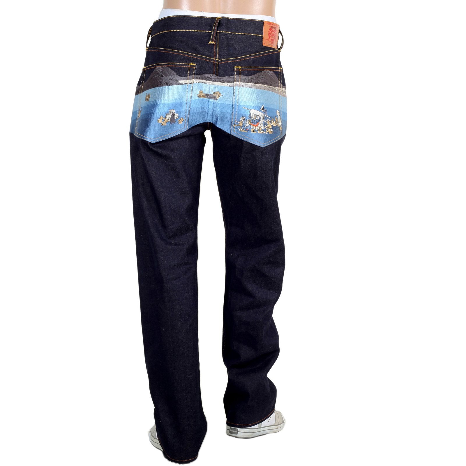 RMC JEANS DARK INDIGO GENUINE SUPER EXCLUSIVE TOYO STORY THE SEA EMBROIDERED VINTAGE RAW SELVEDGE JEANS REDM9079