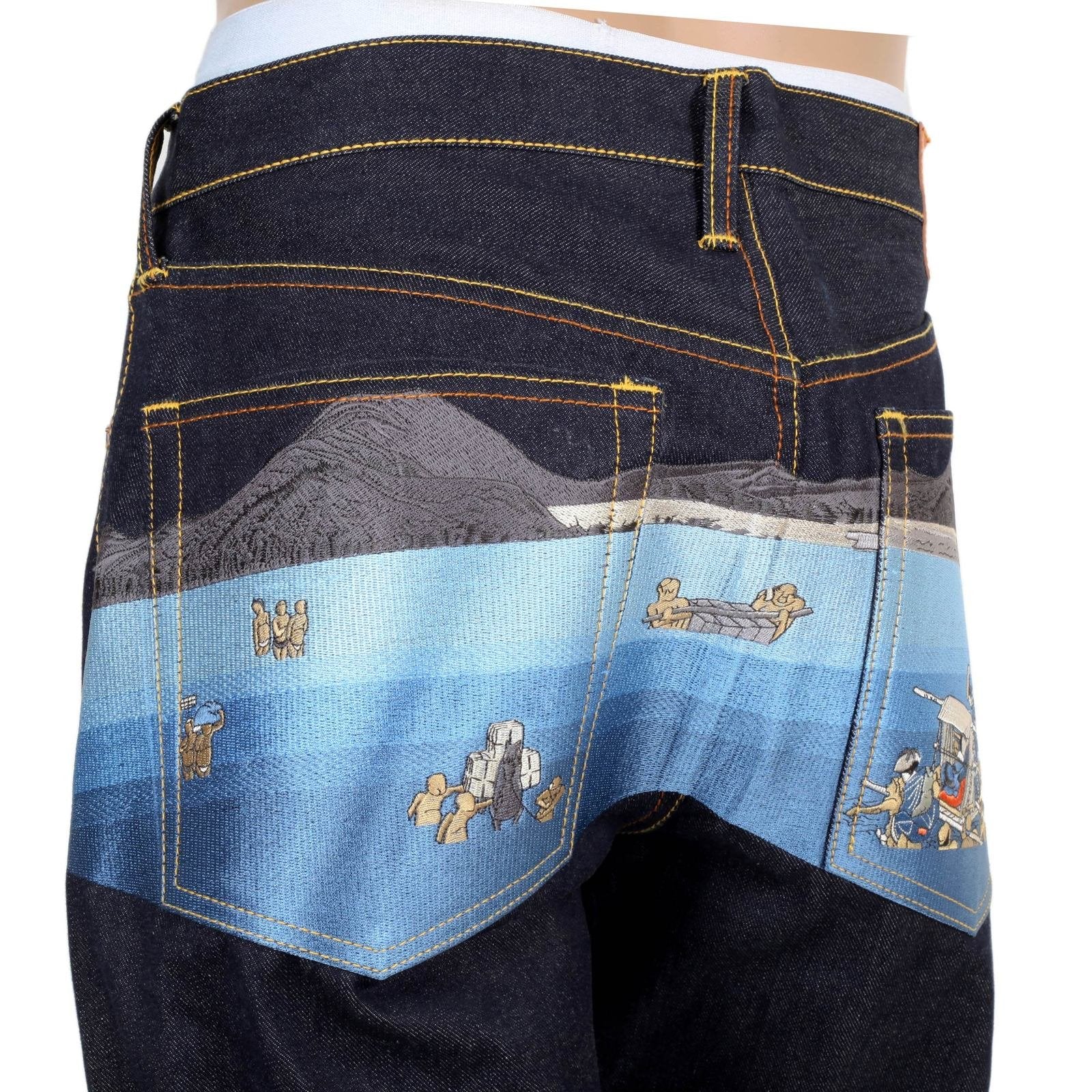 RMC JEANS DARK INDIGO GENUINE SUPER EXCLUSIVE TOYO STORY THE SEA EMBROIDERED VINTAGE RAW SELVEDGE JEANS REDM9079