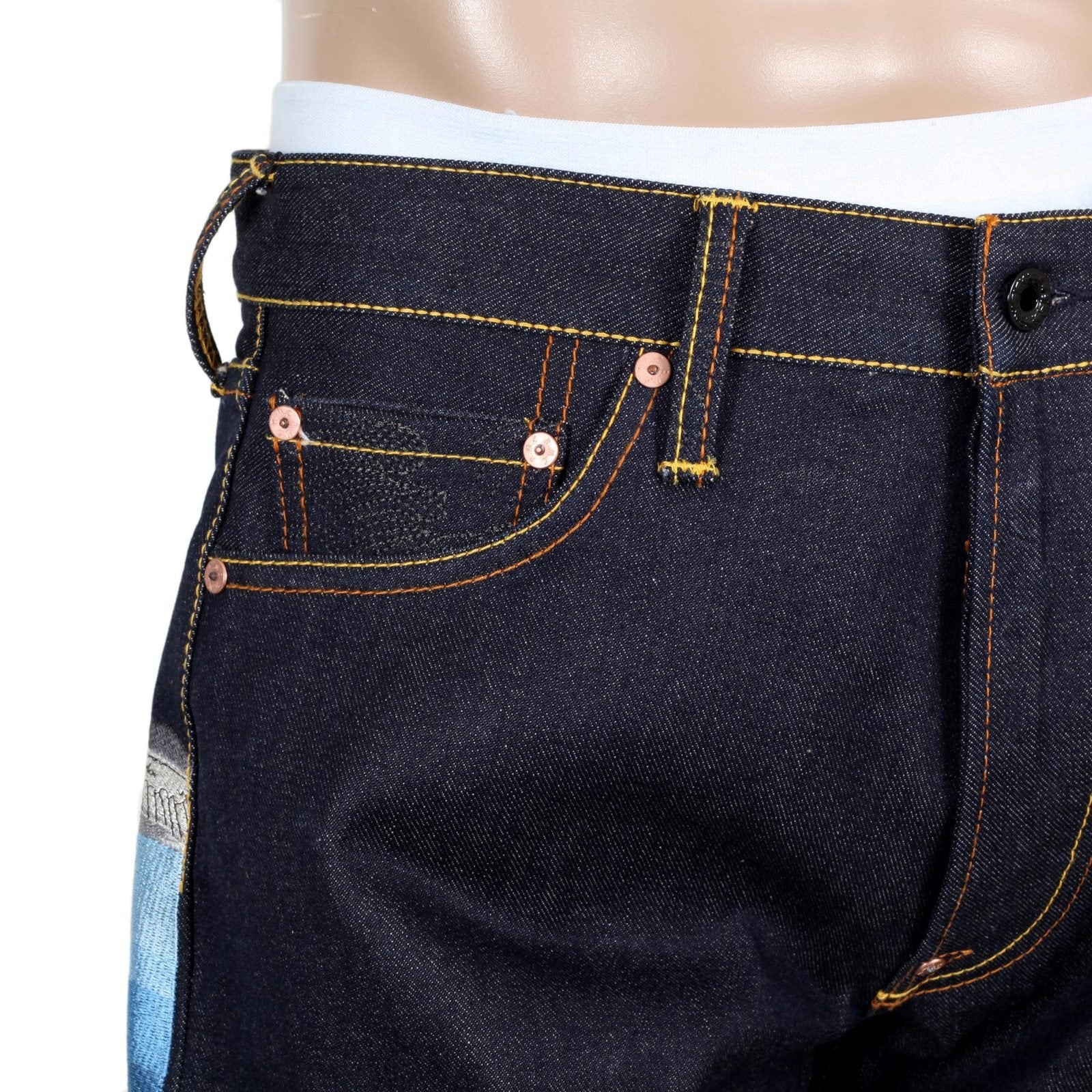 RMC JEANS DARK INDIGO GENUINE SUPER EXCLUSIVE TOYO STORY THE SEA EMBROIDERED VINTAGE RAW SELVEDGE JEANS REDM9079
