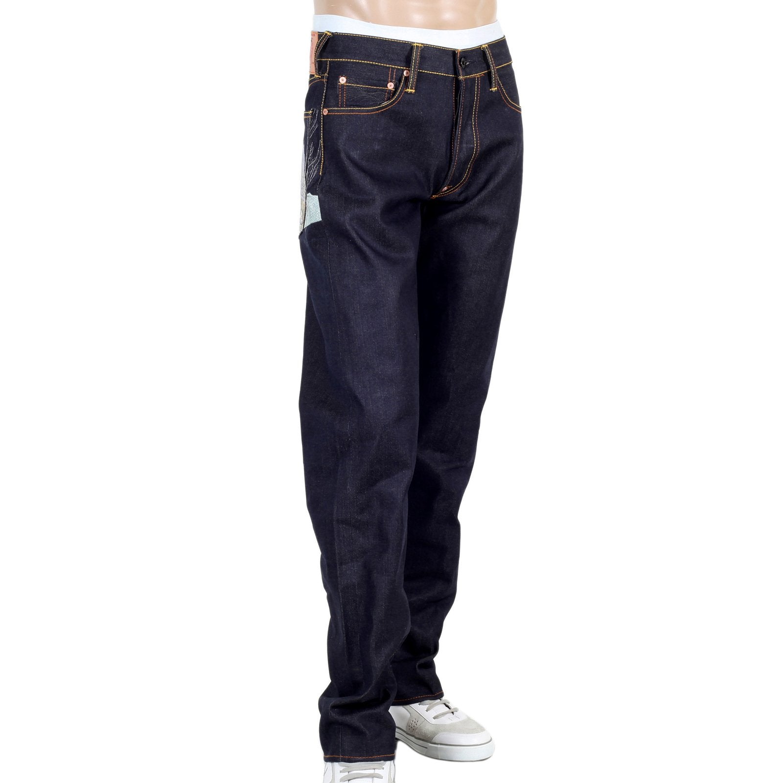 RMC JEANS DARK INDIGO SUPER EXCLUSIVE TOYO STORY TOKAIDO VILLAGE EMBROIDERED VINTAGE RAW SELVEDGE JEANS REDM9080
