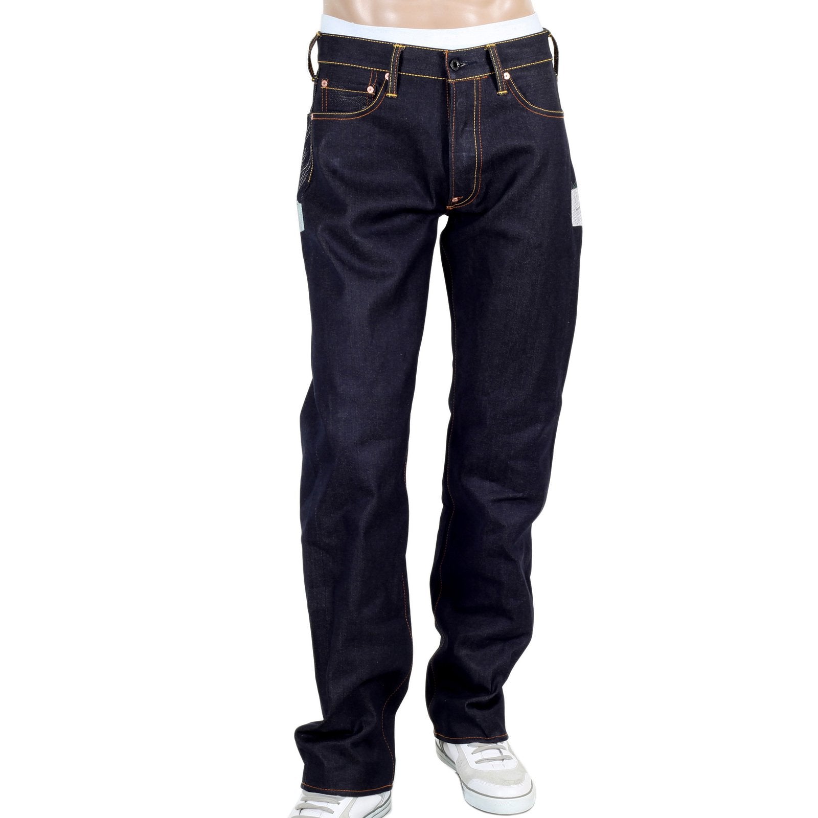 RMC JEANS DARK INDIGO SUPER EXCLUSIVE TOYO STORY TOKAIDO VILLAGE EMBROIDERED VINTAGE RAW SELVEDGE JEANS REDM9080