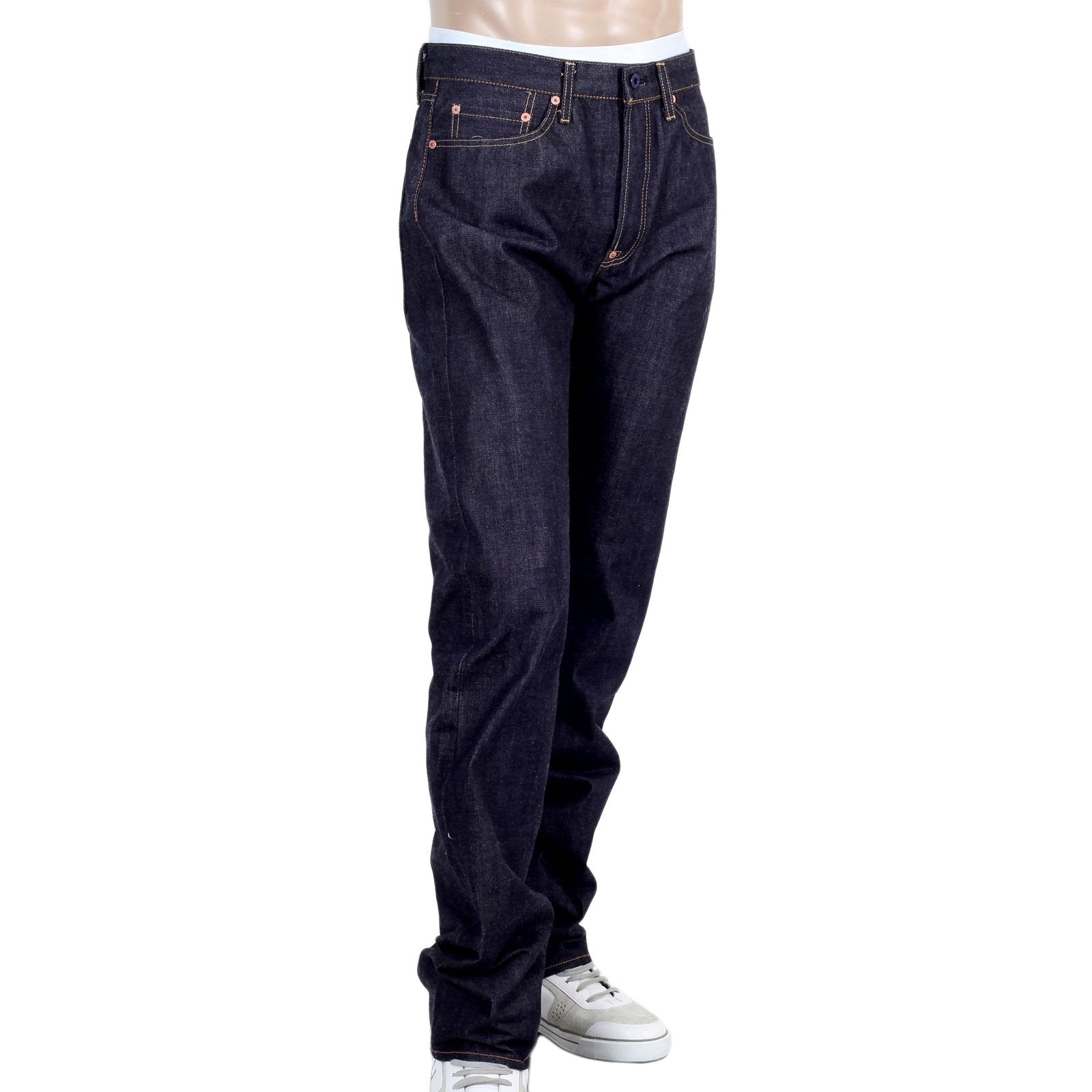 RMC MARTIN KSOHOH 1011 SLIM INDIGO BLACK BUSHI EMBROIDERED RAW SELVEDGE JEANS FOR MEN RMC2755