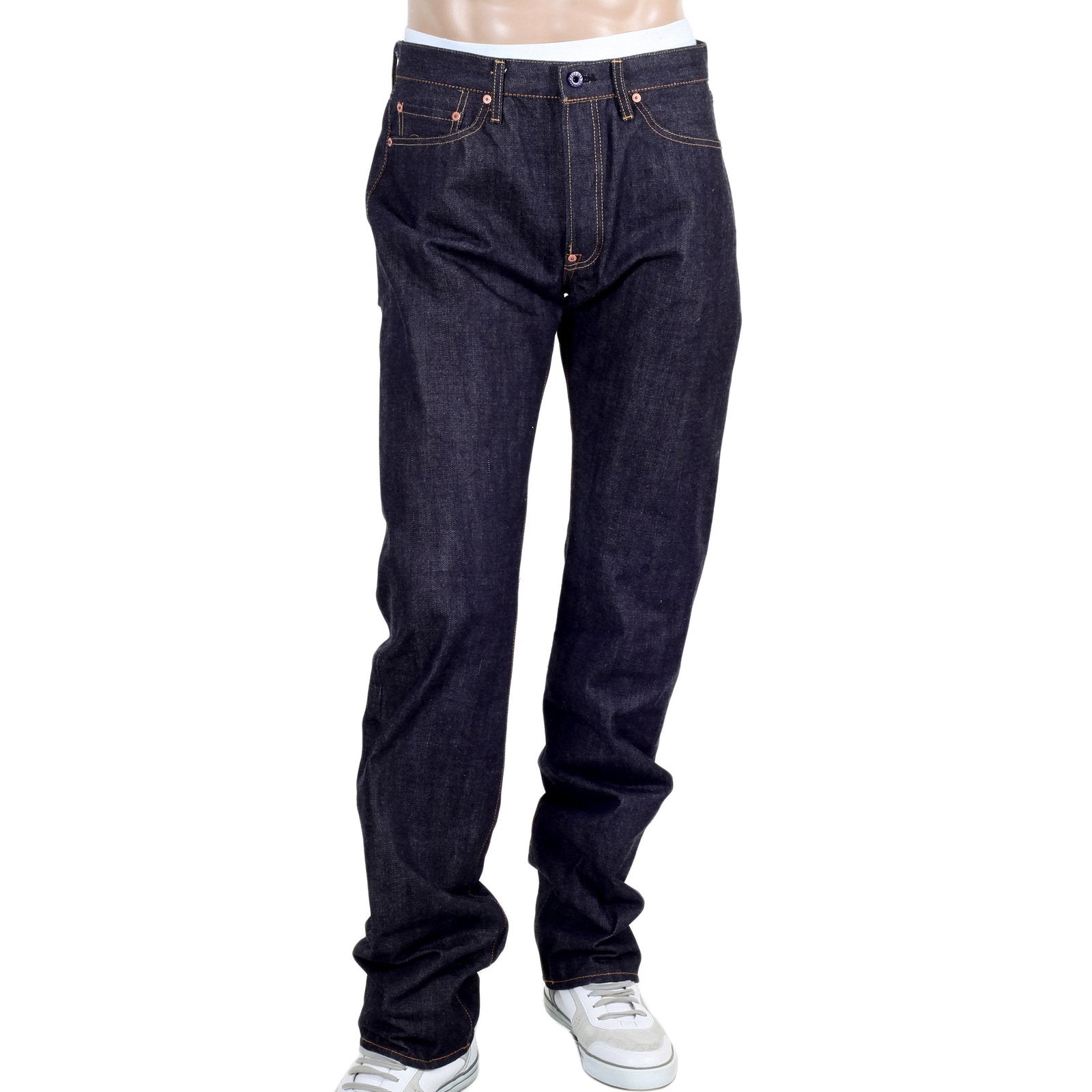 RMC MARTIN KSOHOH 1011 SLIM INDIGO BLACK BUSHI EMBROIDERED RAW SELVEDGE JEANS FOR MEN RMC2755