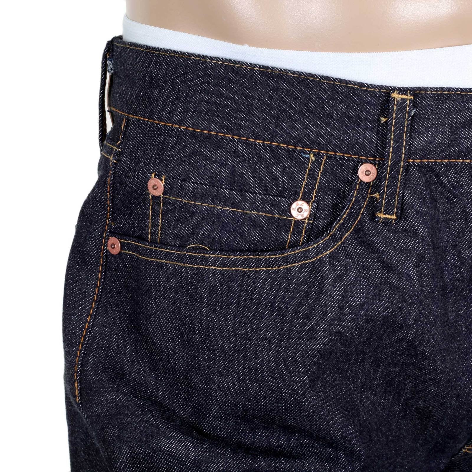 RMC MARTIN KSOHOH 1011 SLIM INDIGO BLACK BUSHI EMBROIDERED RAW SELVEDGE JEANS FOR MEN RMC2755
