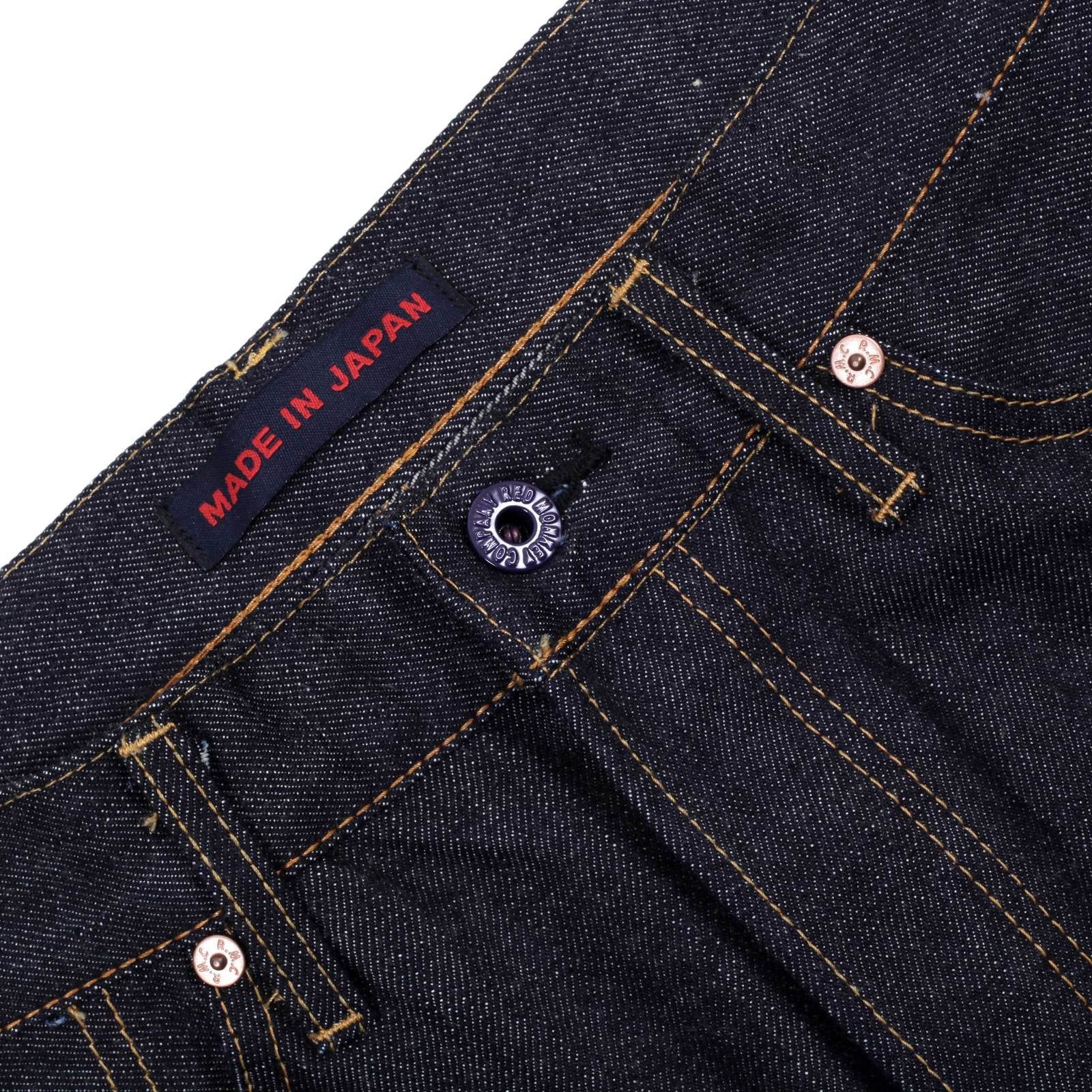RMC MARTIN KSOHOH 1011 SLIM INDIGO BLACK BUSHI EMBROIDERED RAW SELVEDGE JEANS FOR MEN RMC2755