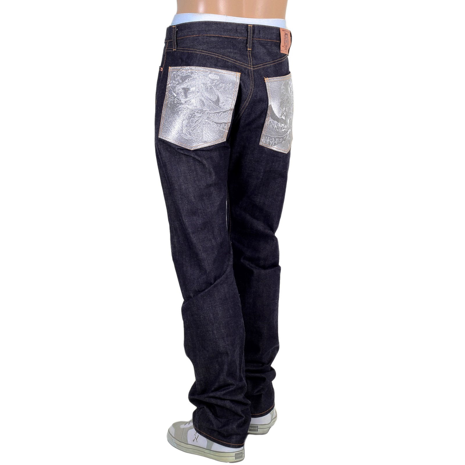 RMC MARTIN KSOHOH JAPANESE RAW SELVEDGE 1011 SLIM FIT SILVER BUSHI EMBROIDERED DENIM JEANS RMC2759