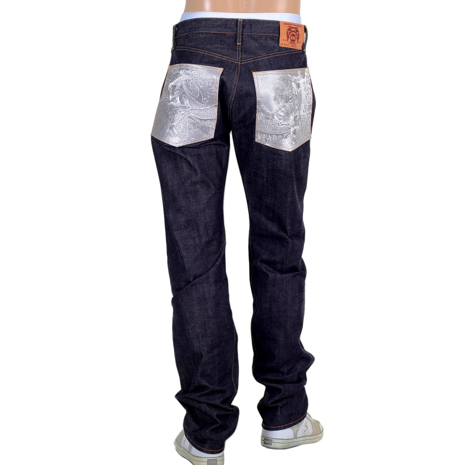 RMC MARTIN KSOHOH JAPANESE RAW SELVEDGE 1011 SLIM FIT SILVER BUSHI EMBROIDERED DENIM JEANS RMC2759