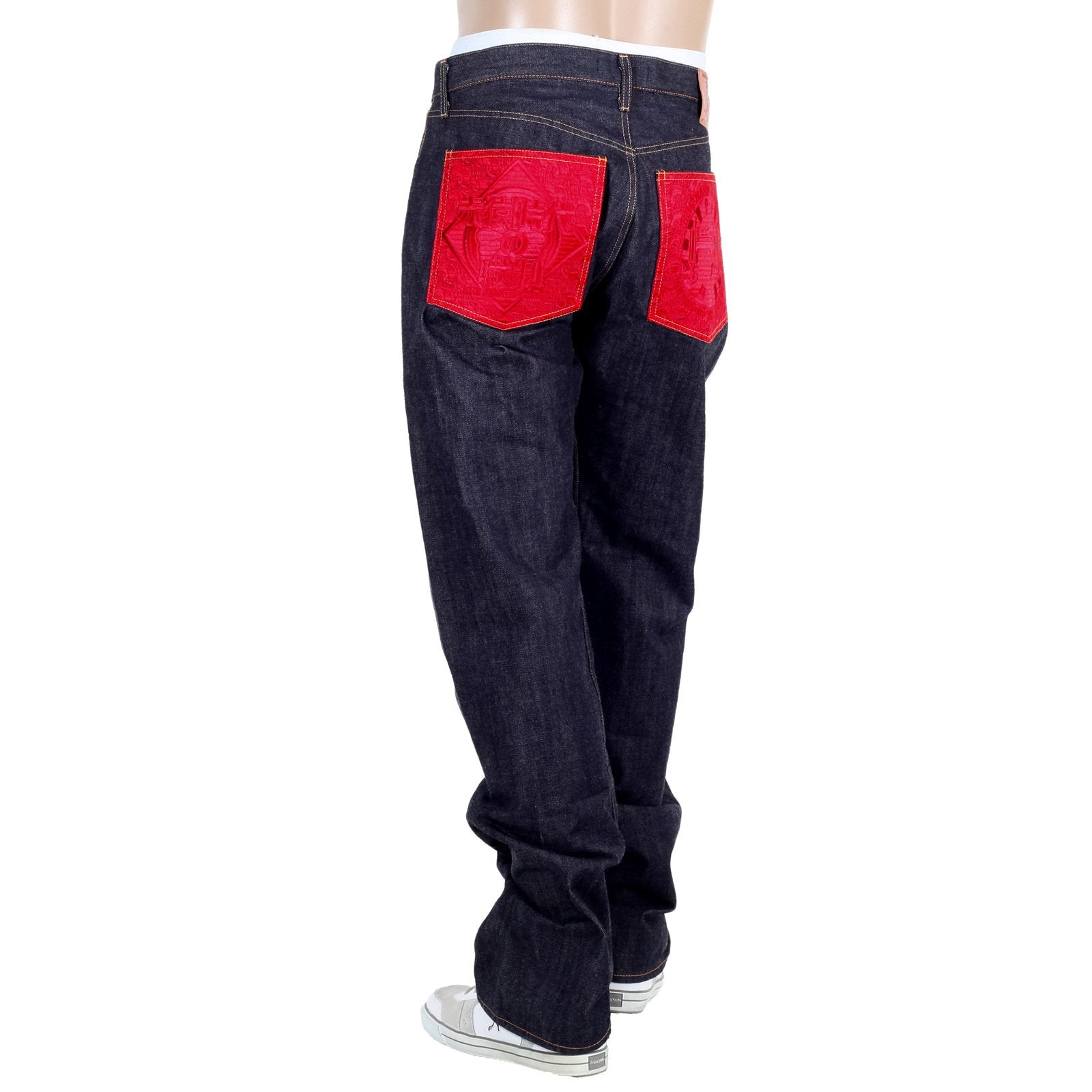 RMC INDIGO RED POCKET 1001 CLASSIC REGULAR SLIM MODEL JAPANESE SELVEDGE RAW DENIM JEANS RMC2988