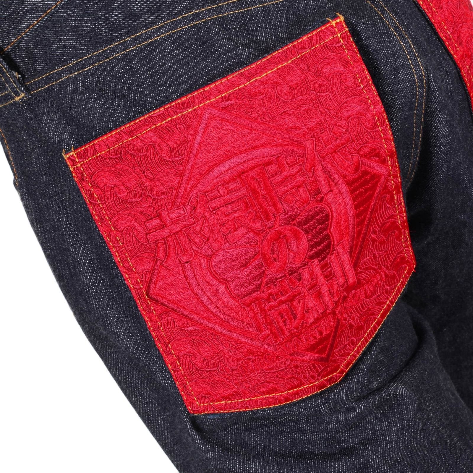 RMC INDIGO RED POCKET 1001 CLASSIC REGULAR SLIM MODEL JAPANESE SELVEDGE RAW DENIM JEANS RMC2988