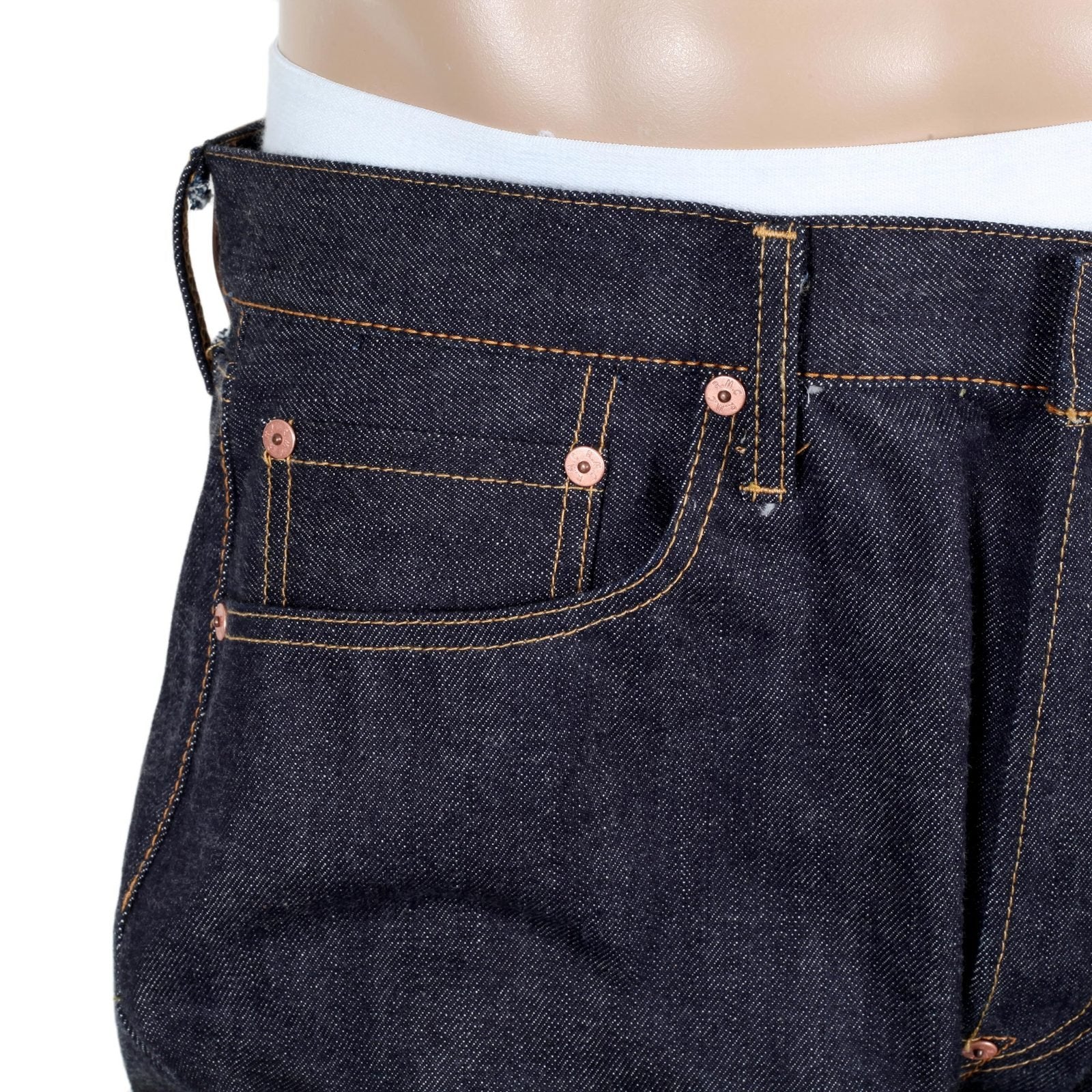 RMC INDIGO RED POCKET 1001 CLASSIC REGULAR SLIM MODEL JAPANESE SELVEDGE RAW DENIM JEANS RMC2988