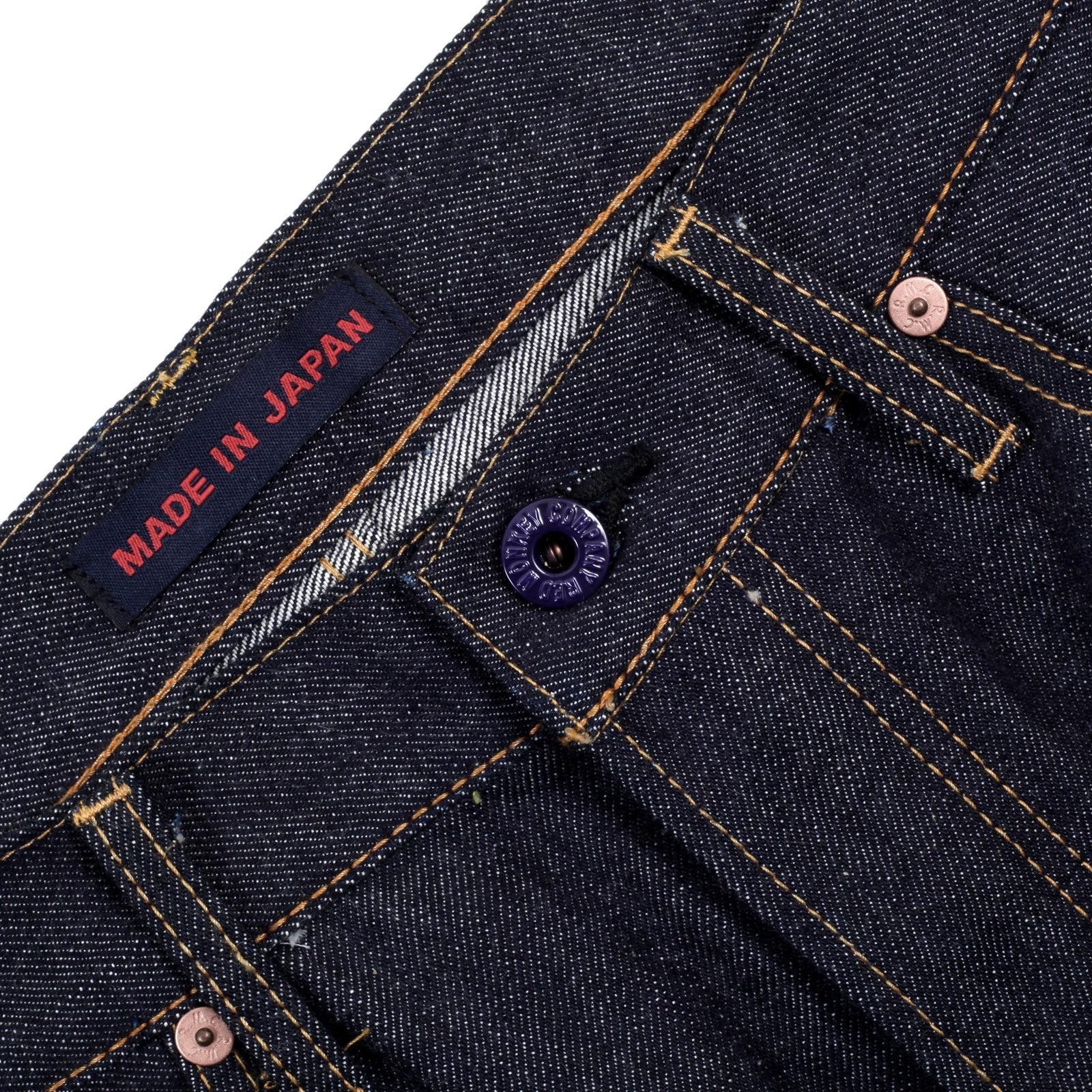 RMC INDIGO RED POCKET 1001 CLASSIC REGULAR SLIM MODEL JAPANESE SELVEDGE RAW DENIM JEANS RMC2988