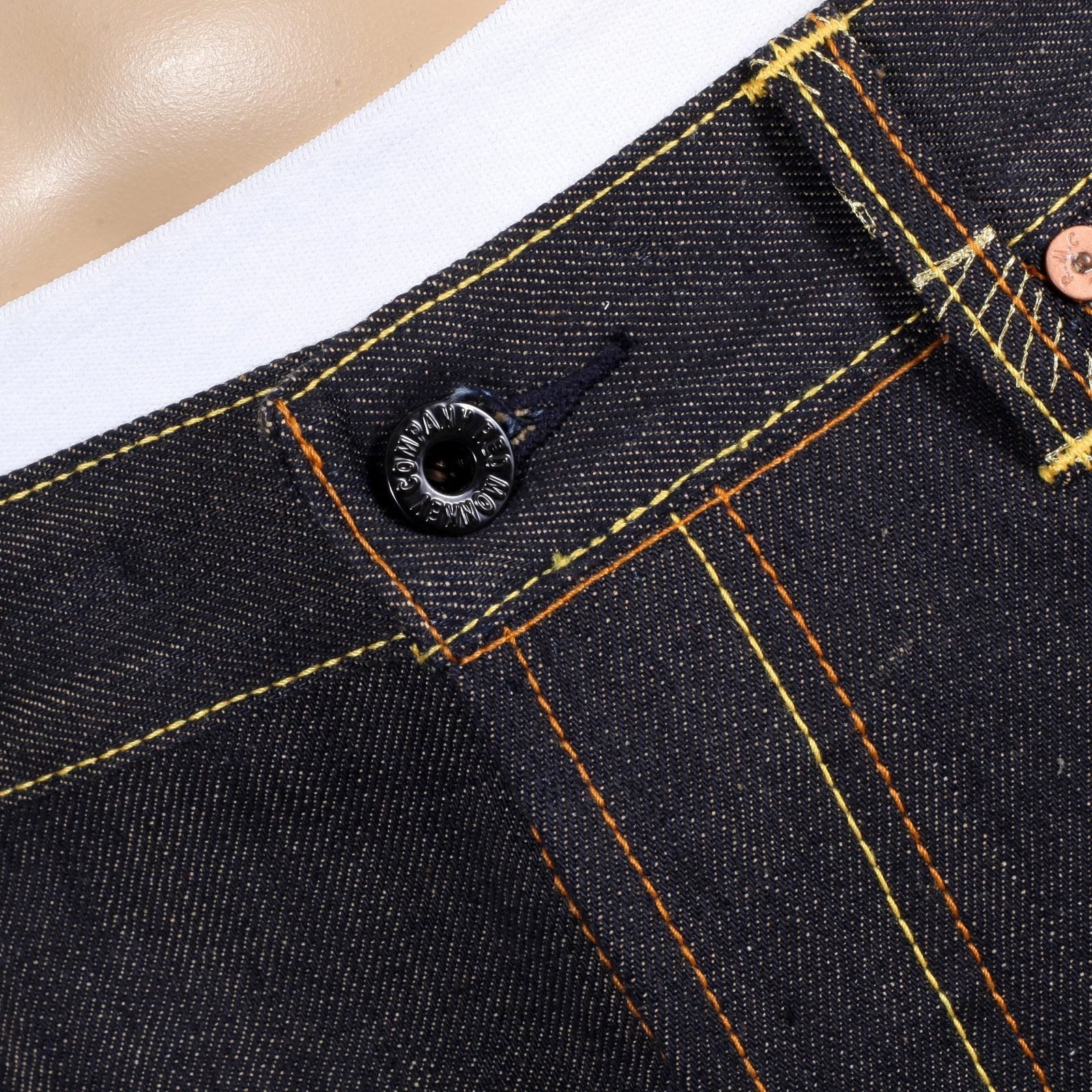 RMC MODEL 1001 UNDERGROUND GB MENS RAW JAPANESE SELVEDGE SKULL EMBROIDERED DARK INDIGO DENIM JEANS RMC2989