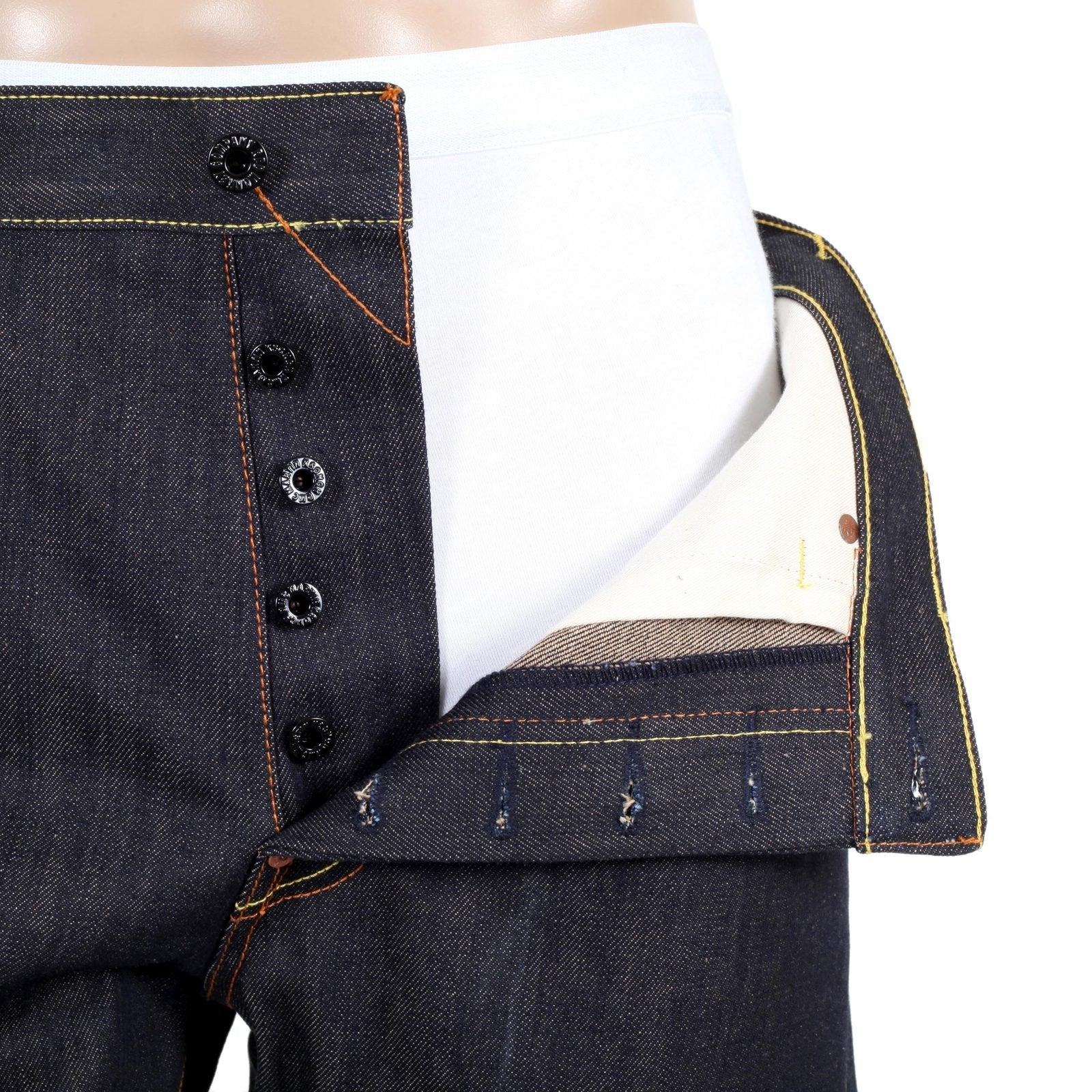 RMC MODEL 1001 UNDERGROUND GB MENS RAW JAPANESE SELVEDGE SKULL EMBROIDERED DARK INDIGO DENIM JEANS RMC2989