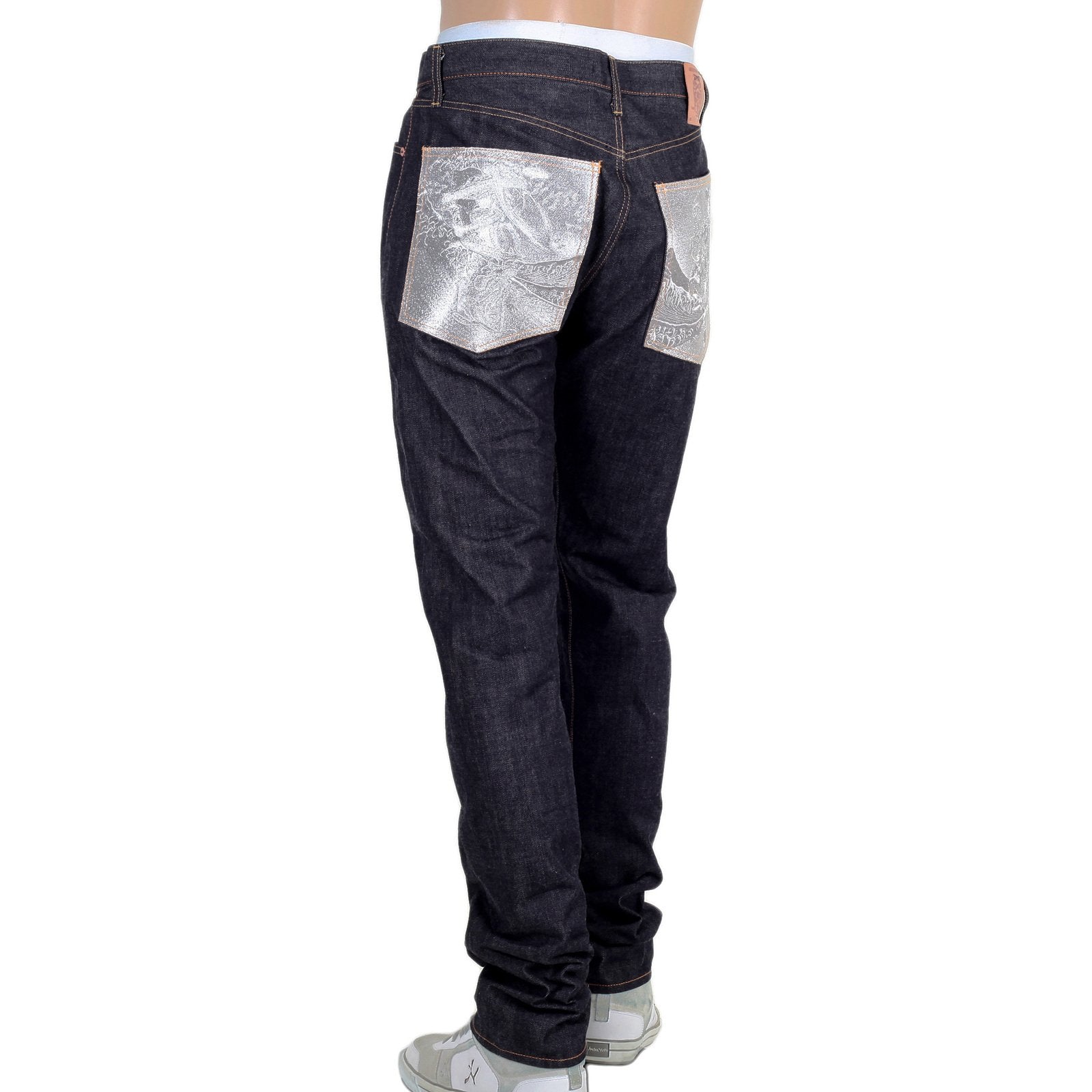 RMC MARTIN KSOHOH INDIGO SELVEDGE SLIM FIT 1111 MODEL EMBROIDERED SILVER BUSHI RAW DENIM JEANS RMC2772