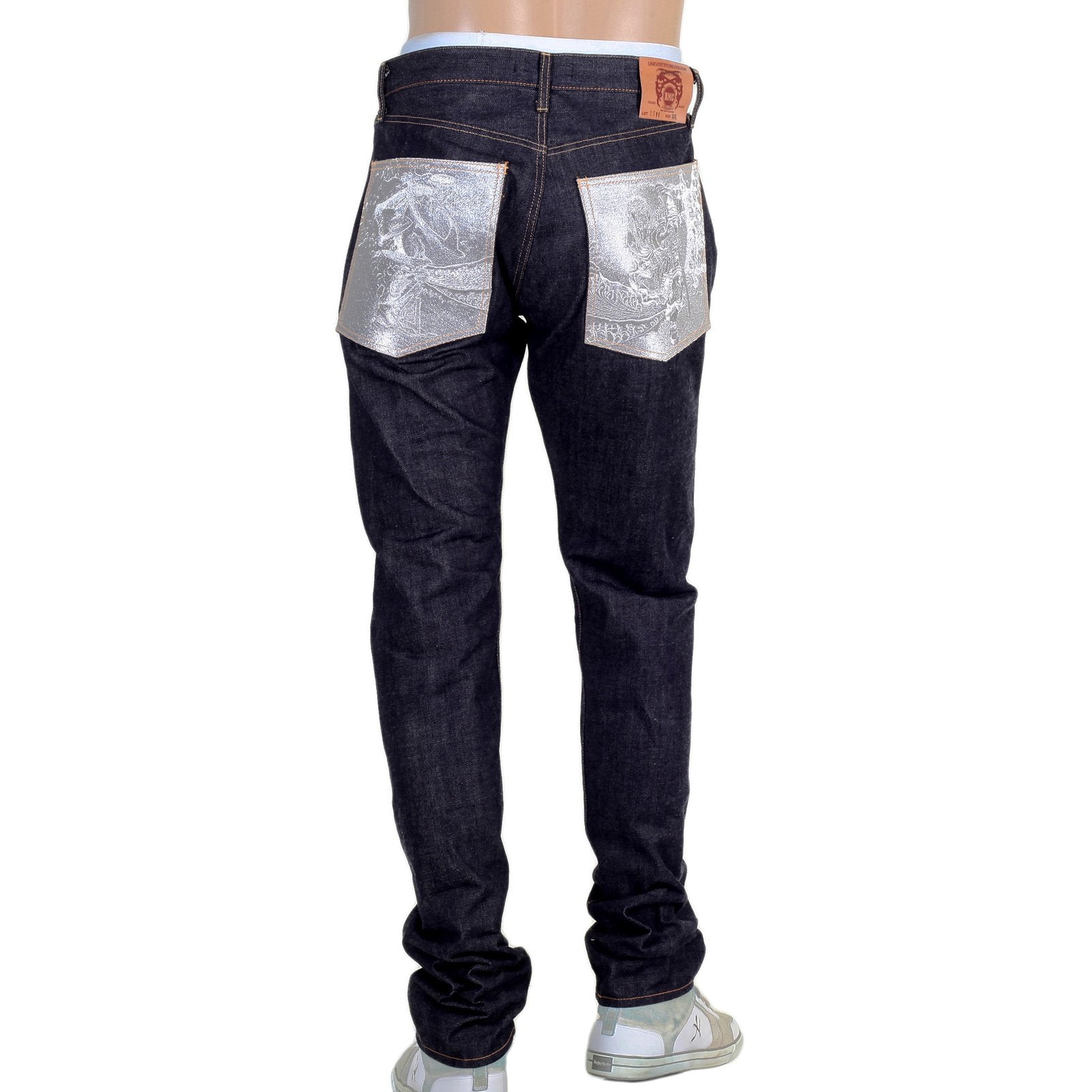 RMC MARTIN KSOHOH INDIGO SELVEDGE SLIM FIT 1111 MODEL EMBROIDERED SILVER BUSHI RAW DENIM JEANS RMC2772