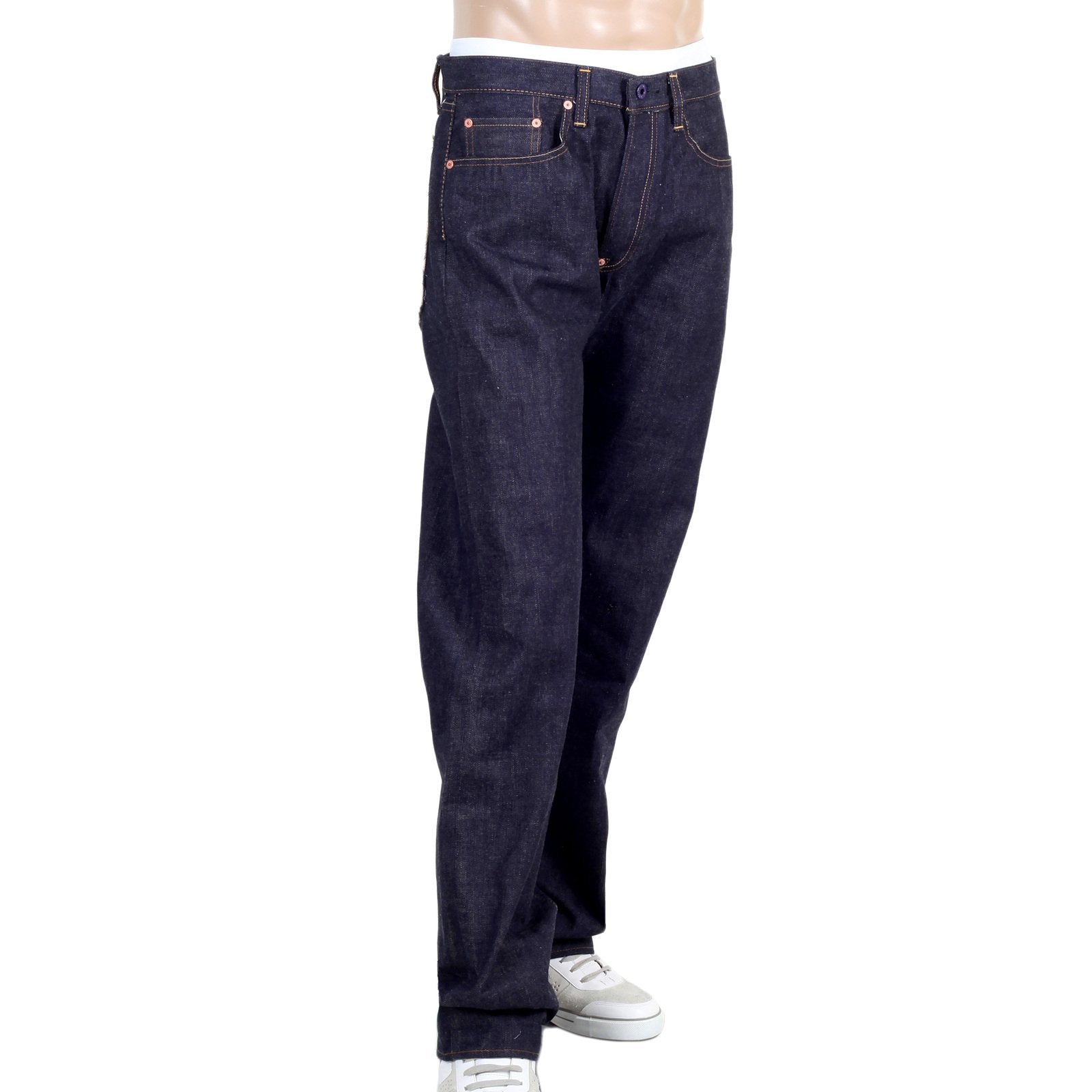 RMC MARTIN KSOHOH INDIGO GOLD EMBROIDERED WARRIORS SLIM MODEL JAPANESE SELVEDGE DENIM JEANS RMC1956