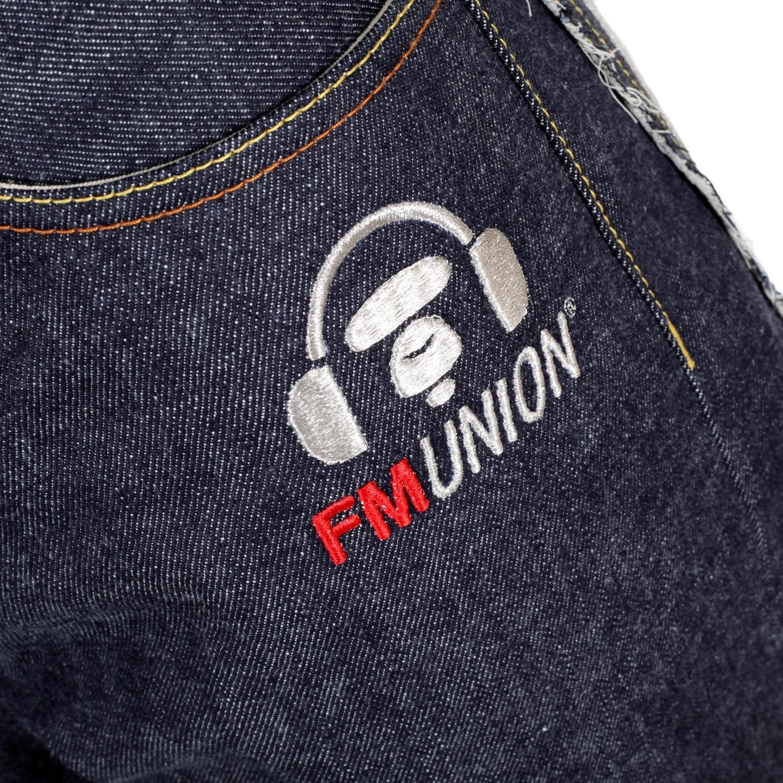 RMC JEANS MENS JAPANESE SELVEDGE 4A V1 SLIM INDIGO RAW DENIM JEANS WITH SILVER 4A EMBROIDERED BACK POCKETS RMC1920