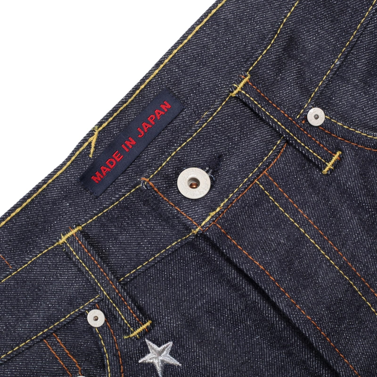RMC JEANS MENS JAPANESE SELVEDGE 4A V1 SLIM INDIGO RAW DENIM JEANS WITH SILVER 4A EMBROIDERED BACK POCKETS RMC1920