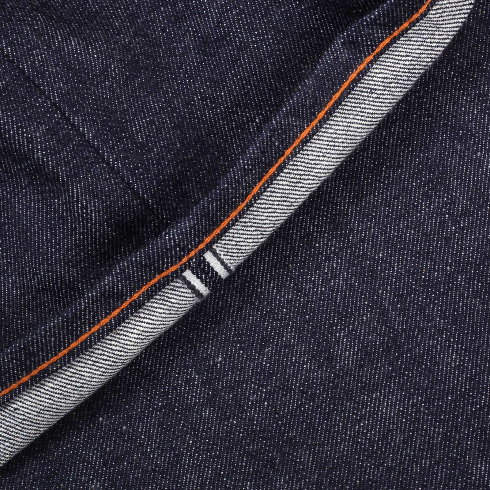 RMC JEANS MENS JAPANESE SELVEDGE 4A V1 SLIM INDIGO RAW DENIM JEANS WITH SILVER 4A EMBROIDERED BACK POCKETS RMC1920