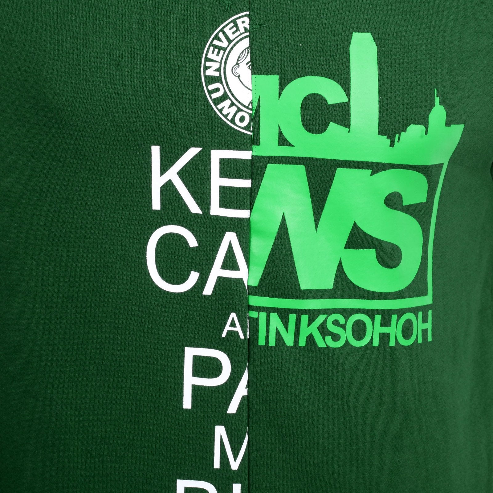 RMC JEANS GREEN COTTON CUSTOM MADE REGULAR FIT CREW NECK SWEATSHIRT WITH MIXED PRINTED LOGO REDM4425