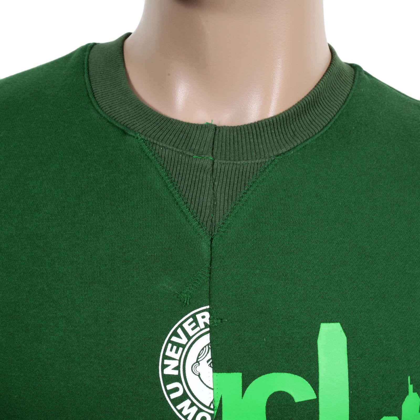 RMC JEANS GREEN COTTON CUSTOM MADE REGULAR FIT CREW NECK SWEATSHIRT WITH MIXED PRINTED LOGO REDM4425
