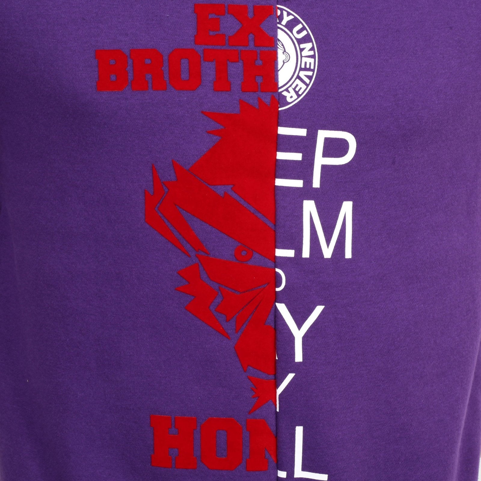 RMC MARTIN KSOHOH RQS14094 MIXED PRINTED LOGO CUSTOM MADE COTTON PURPLE LARGE CREW NECK SWEATSHIRT REDM4424