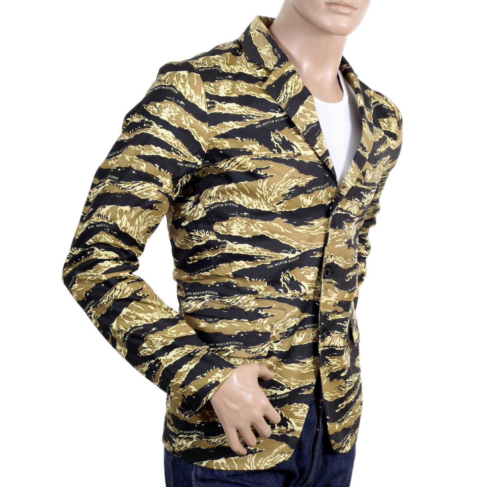 RMC JEANS COTTON VINTAGE TIGER TEA CAMO PRINTED JACKET BLAZER RMC1949