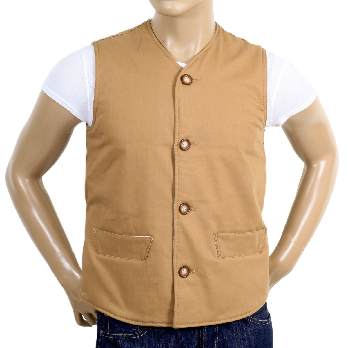 RMC X MKWS MENS REGULAR FIT LIGHTLY PADDED BISCUIT COTTON VINTAGE CUT WAISTCOAT RMC1950