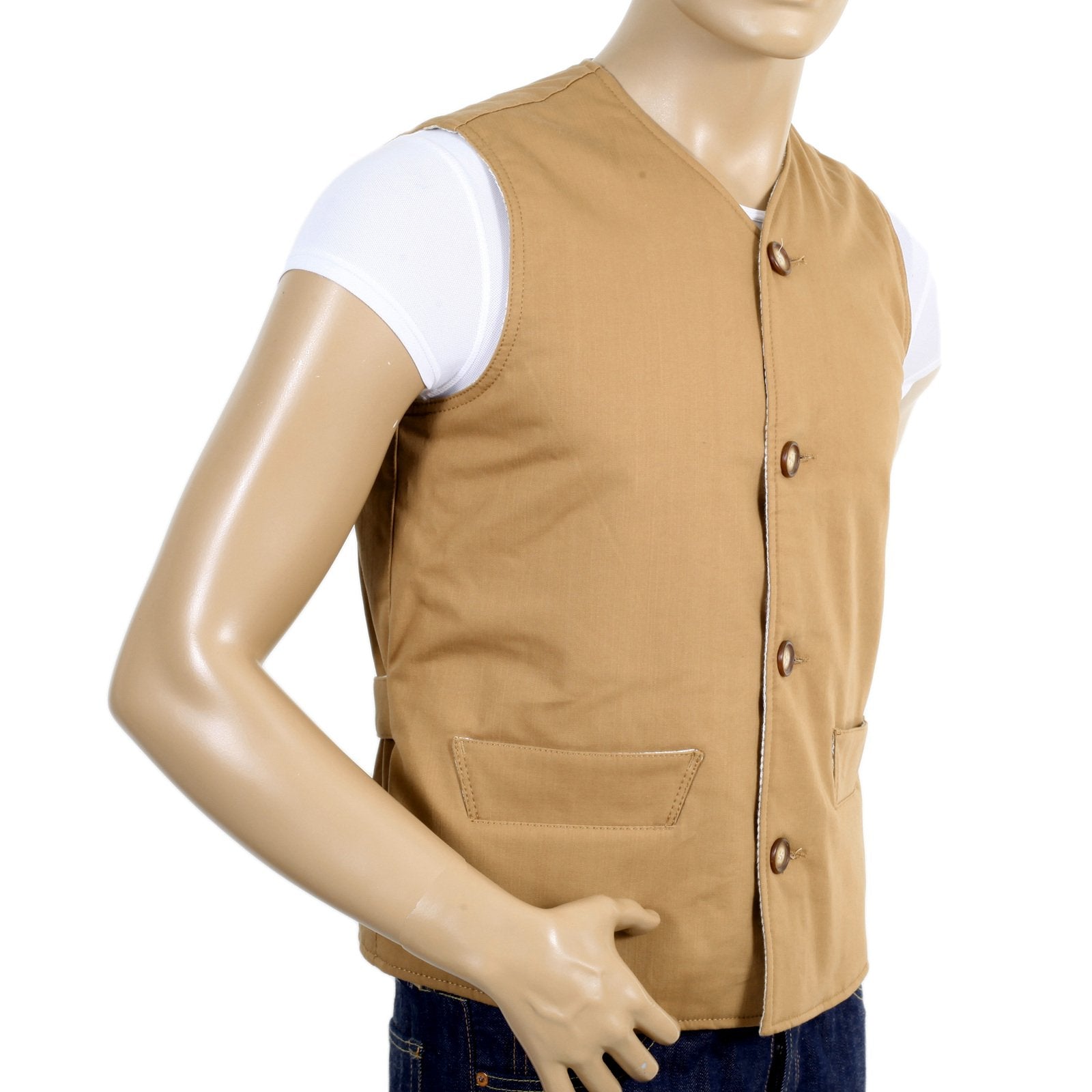 RMC X MKWS MENS REGULAR FIT LIGHTLY PADDED BISCUIT COTTON VINTAGE CUT WAISTCOAT RMC1950