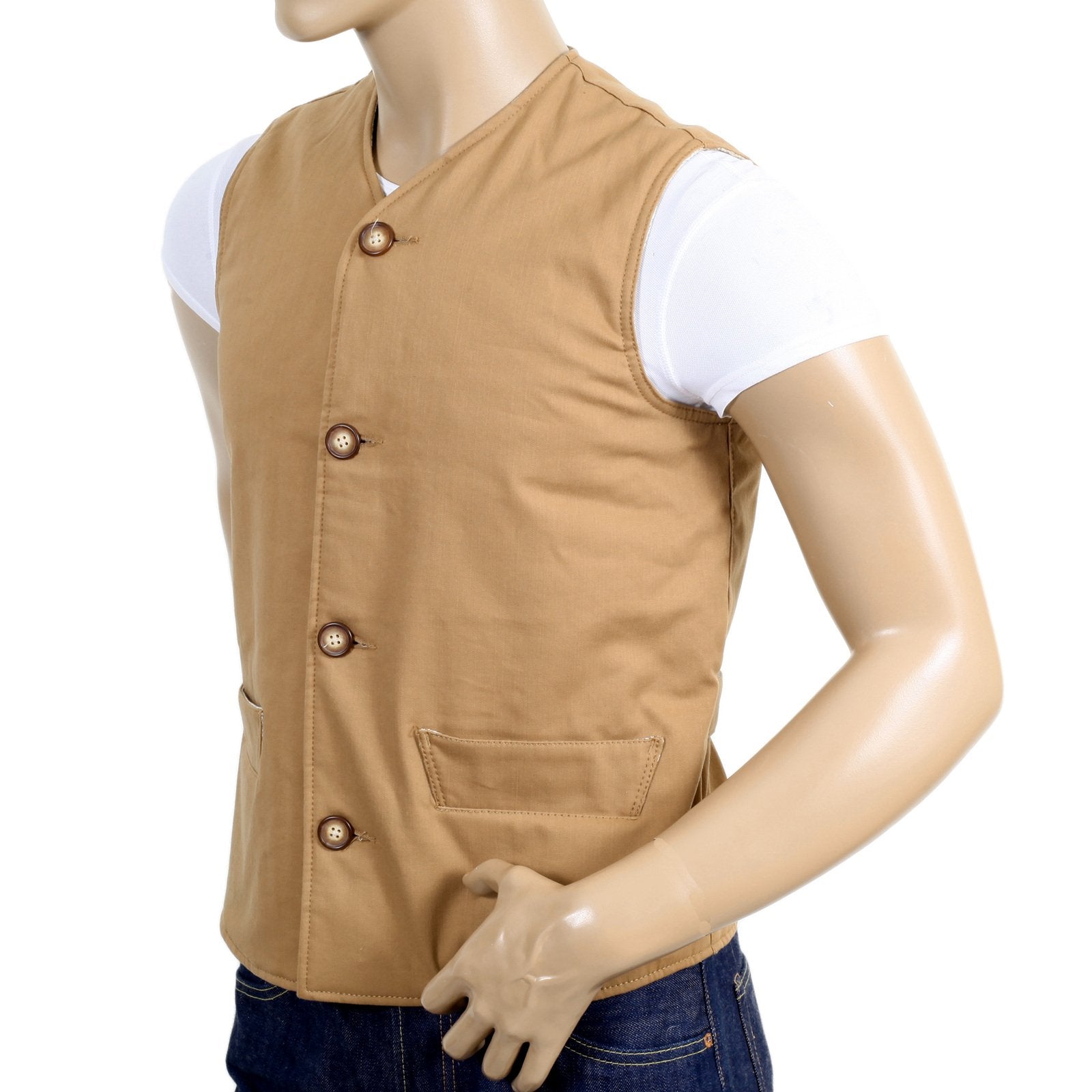 RMC X MKWS MENS REGULAR FIT LIGHTLY PADDED BISCUIT COTTON VINTAGE CUT WAISTCOAT RMC1950