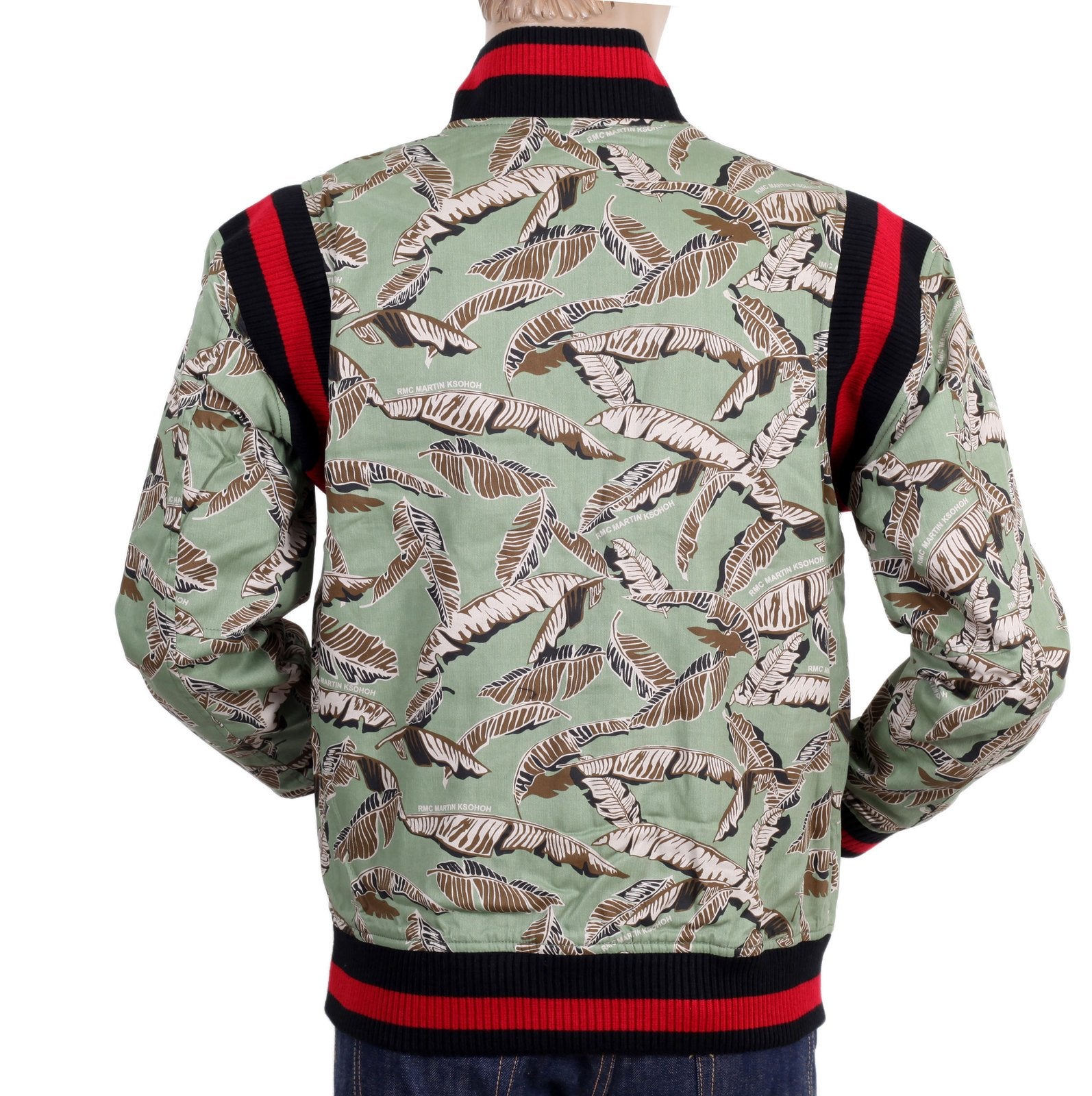 RMC JEANS RQJ13163 REGULAR FIT GREEN LEAF CAMO VINTAGE BASEBALL JACKET REDM4421