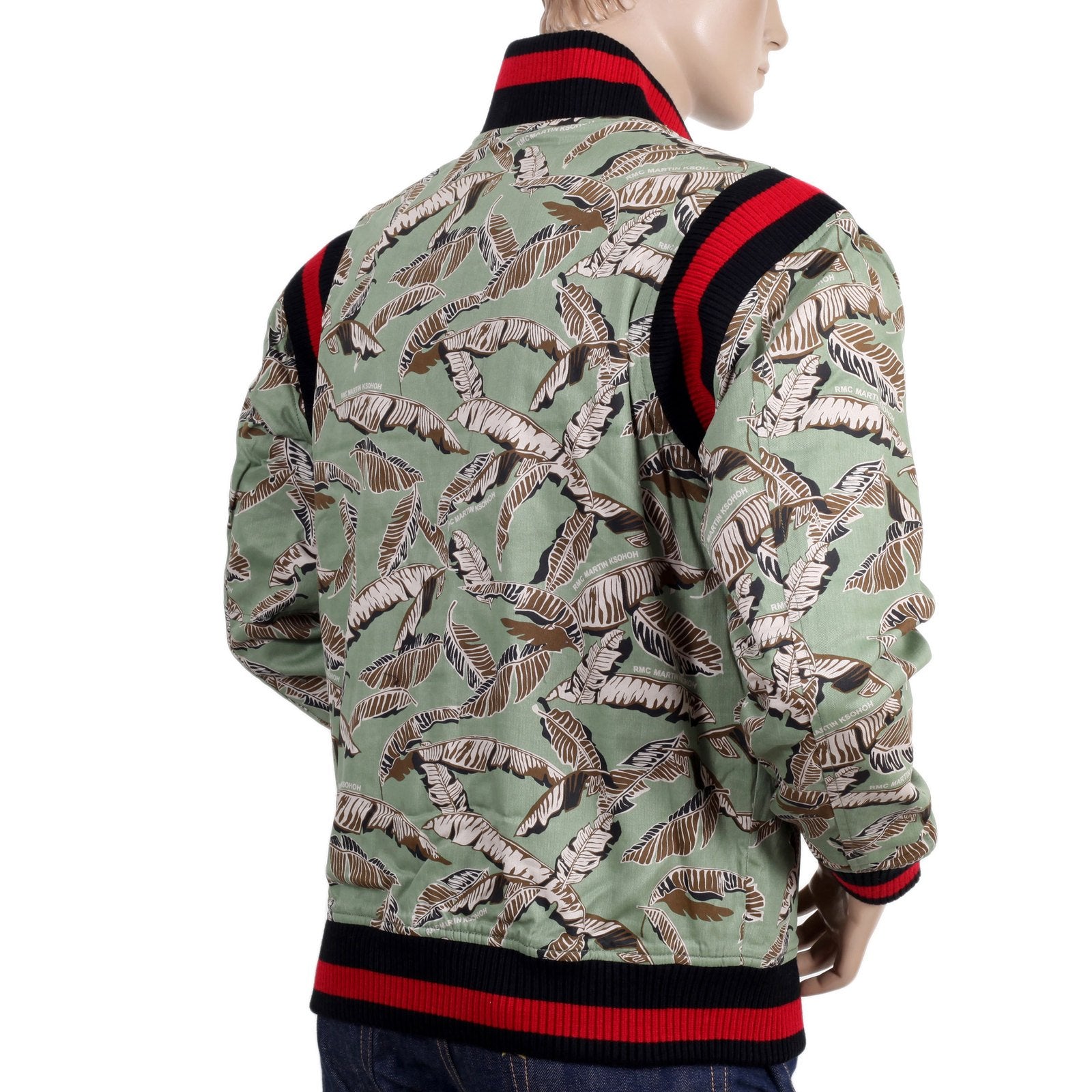 RMC JEANS RQJ13163 REGULAR FIT GREEN LEAF CAMO VINTAGE BASEBALL JACKET REDM4421